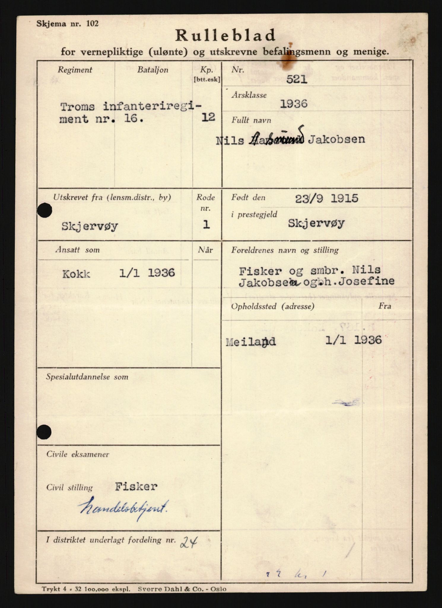 Forsvaret, Troms infanteriregiment nr. 16, AV/RA-RAFA-3146/P/Pa/L0020: Rulleblad for regimentets menige mannskaper, årsklasse 1936, 1936, p. 547