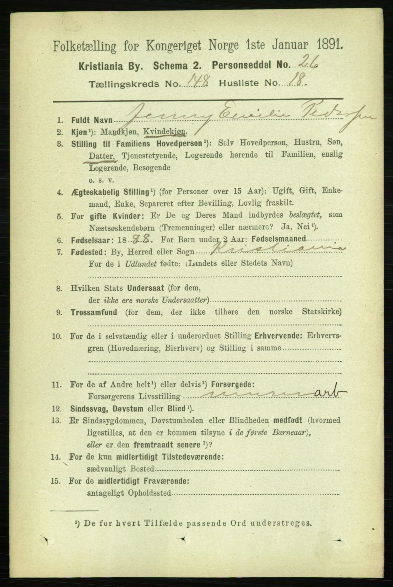 RA, 1891 census for 0301 Kristiania, 1891, p. 82554
