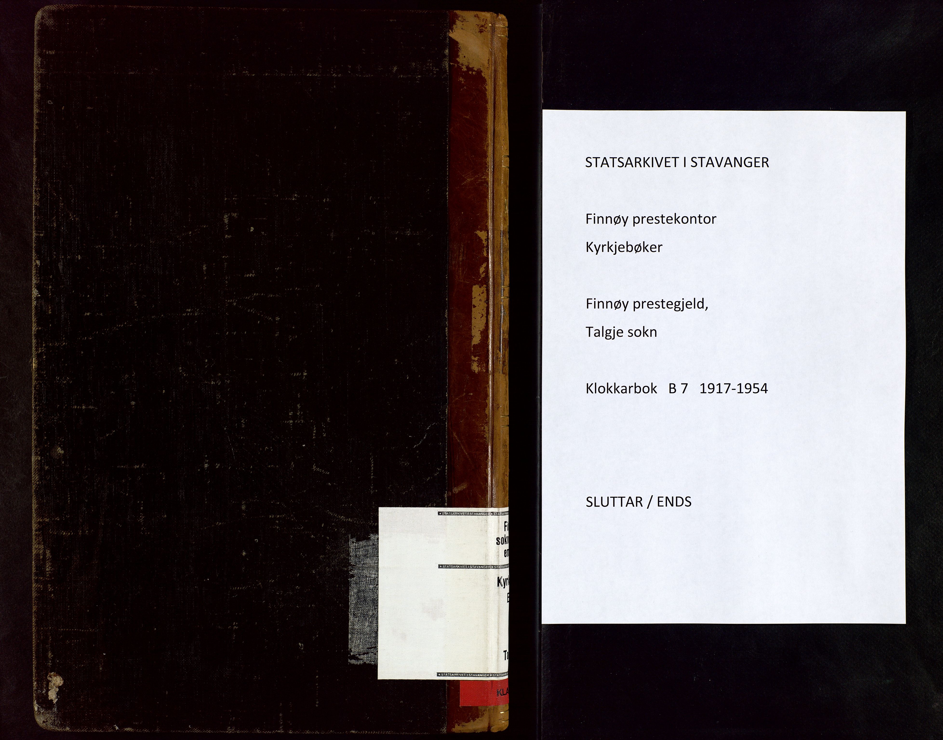 Finnøy sokneprestkontor, SAST/A-101825/H/Ha/Hab/L0007: Parish register (copy) no. B 7, 1917-1954