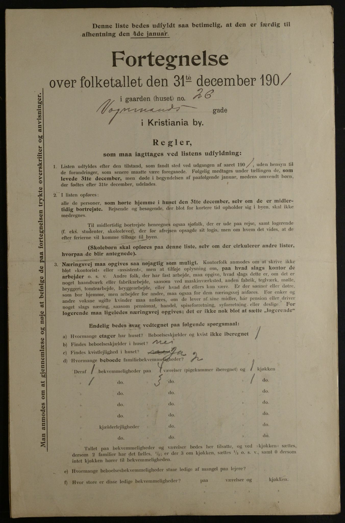 OBA, Municipal Census 1901 for Kristiania, 1901, p. 19039