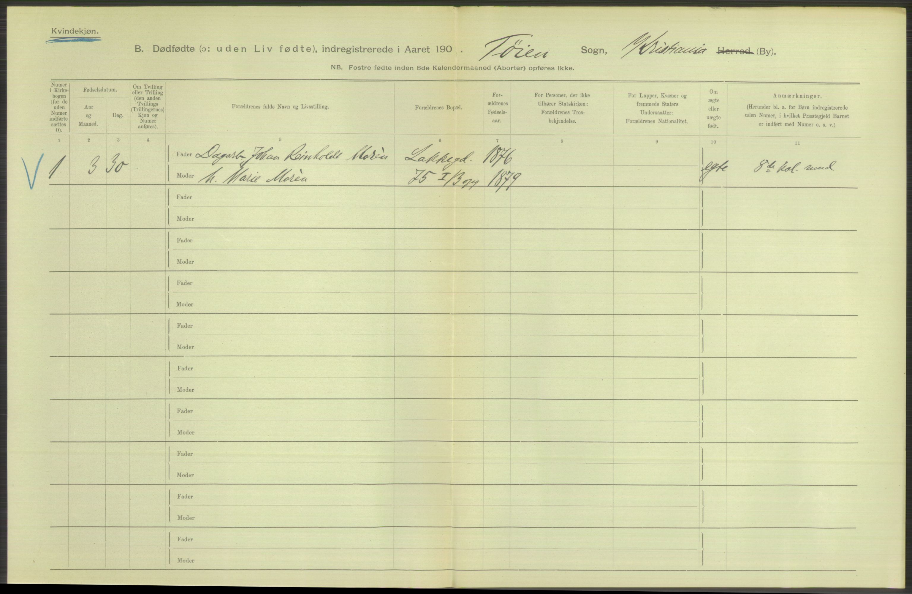 Statistisk sentralbyrå, Sosiodemografiske emner, Befolkning, RA/S-2228/D/Df/Dfa/Dfae/L0010: Kristiania: Døde, dødfødte, 1907, p. 188