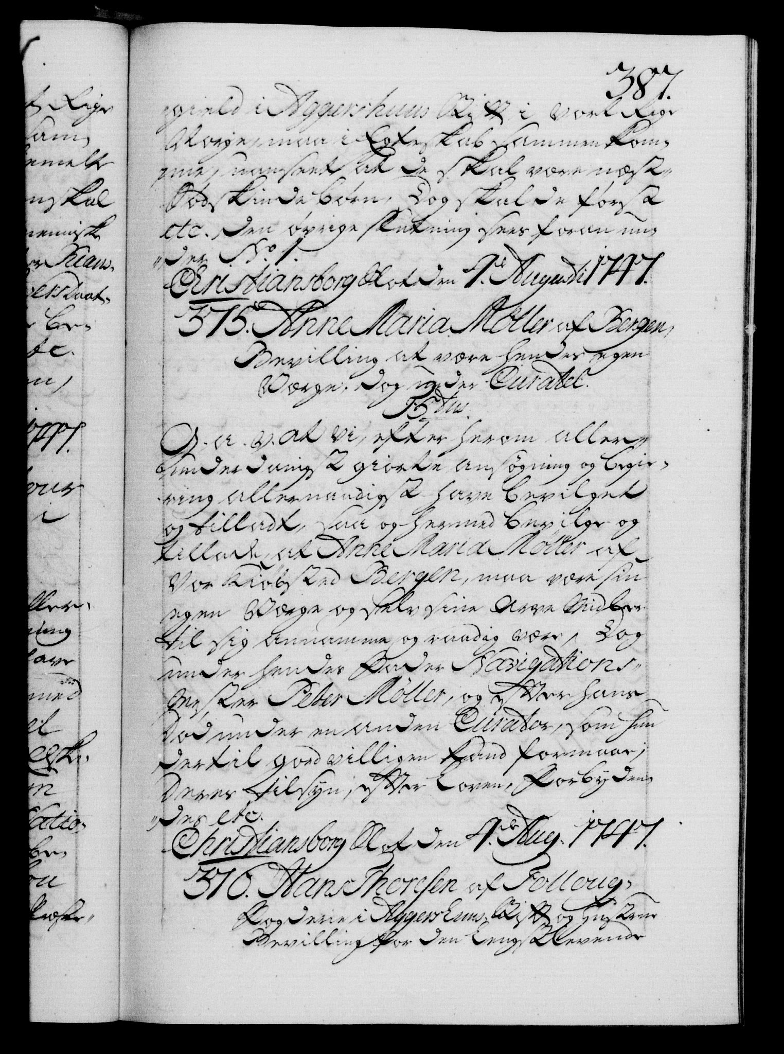 Danske Kanselli 1572-1799, AV/RA-EA-3023/F/Fc/Fca/Fcaa/L0035: Norske registre, 1746-1748, p. 387a