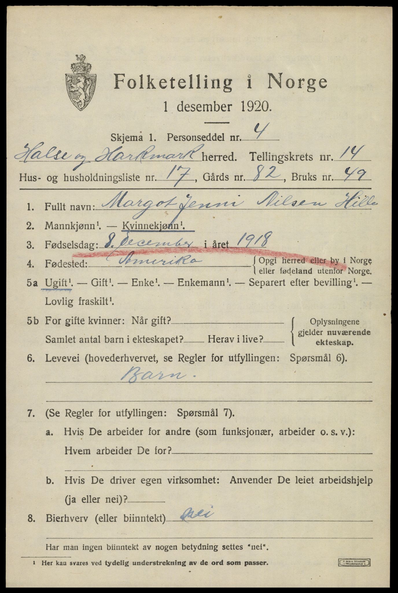 SAK, 1920 census for Halse og Harkmark, 1920, p. 7753