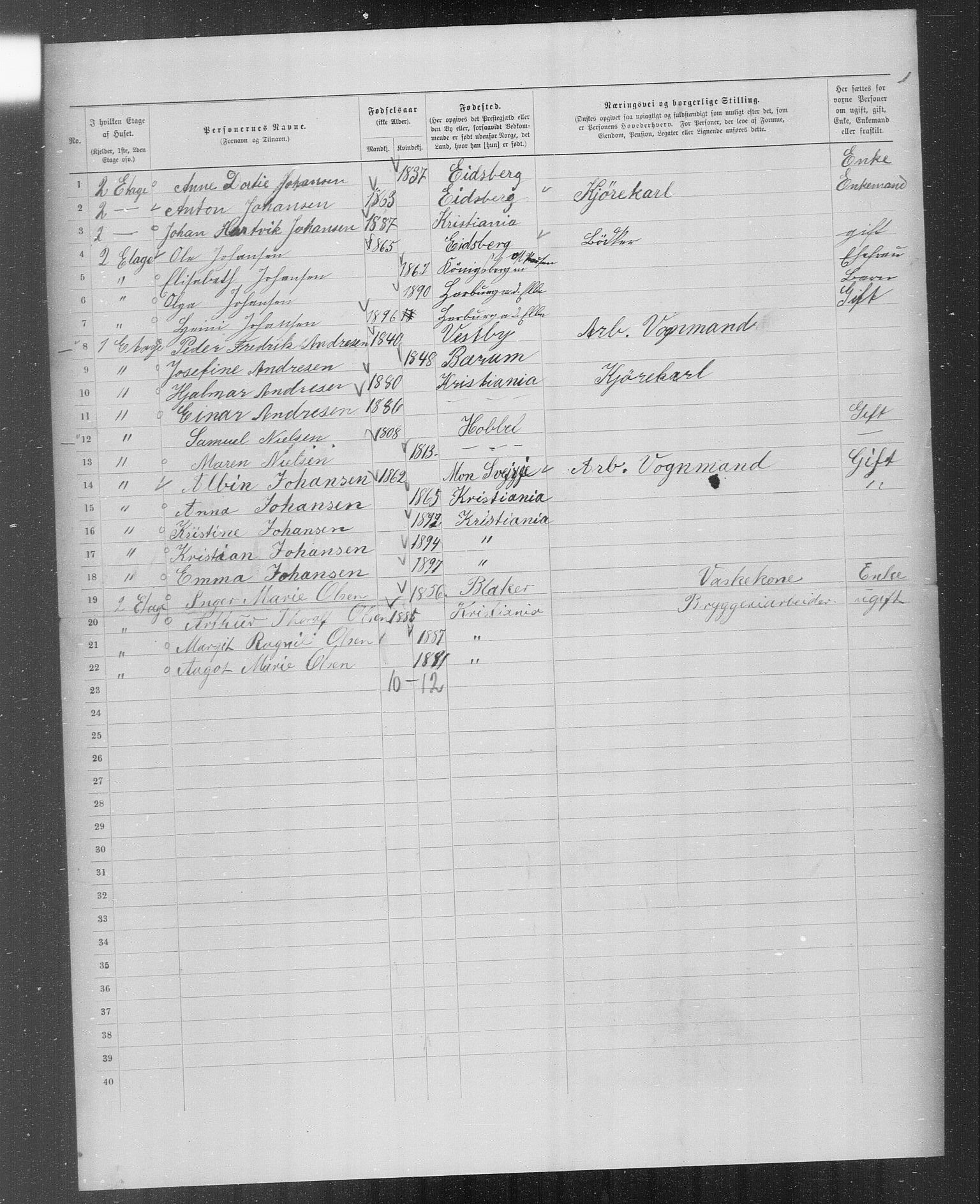 OBA, Municipal Census 1899 for Kristiania, 1899, p. 3204