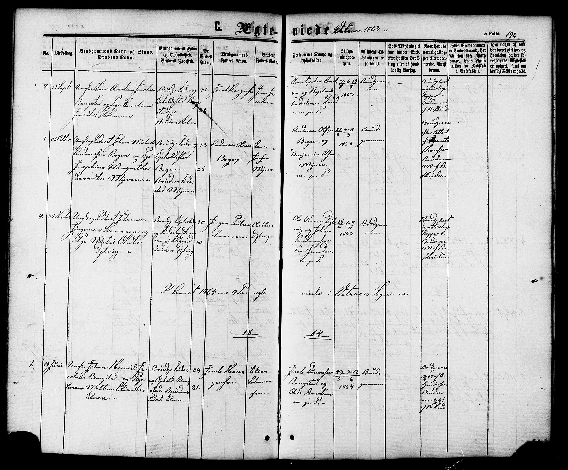 Ministerialprotokoller, klokkerbøker og fødselsregistre - Nordland, SAT/A-1459/810/L0146: Parish register (official) no. 810A08 /1, 1862-1874, p. 192