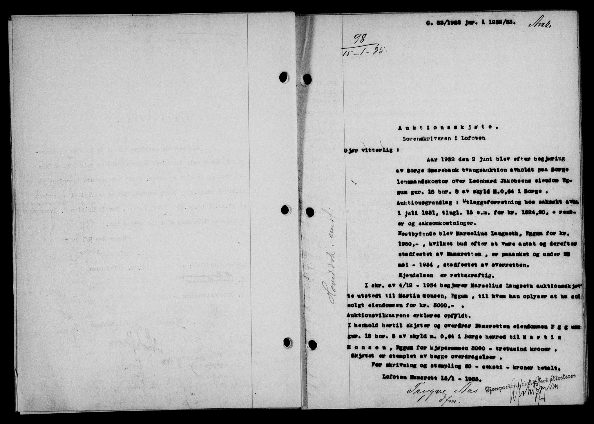 Lofoten sorenskriveri, SAT/A-0017/1/2/2C/L0031b: Mortgage book no. 31b, 1935-1935, Deed date: 15.01.1935