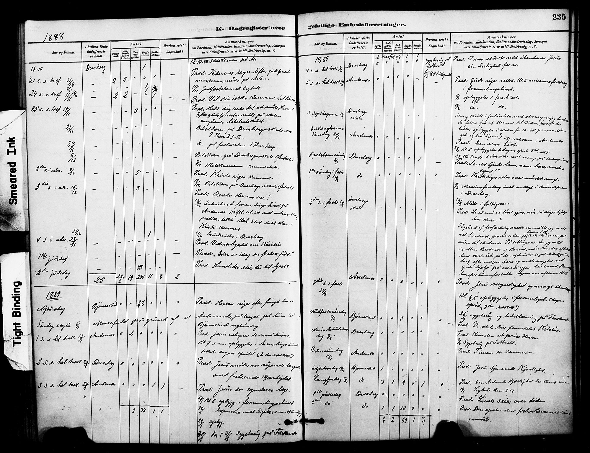 Ministerialprotokoller, klokkerbøker og fødselsregistre - Nordland, AV/SAT-A-1459/897/L1399: Parish register (official) no. 897C06, 1881-1896, p. 235