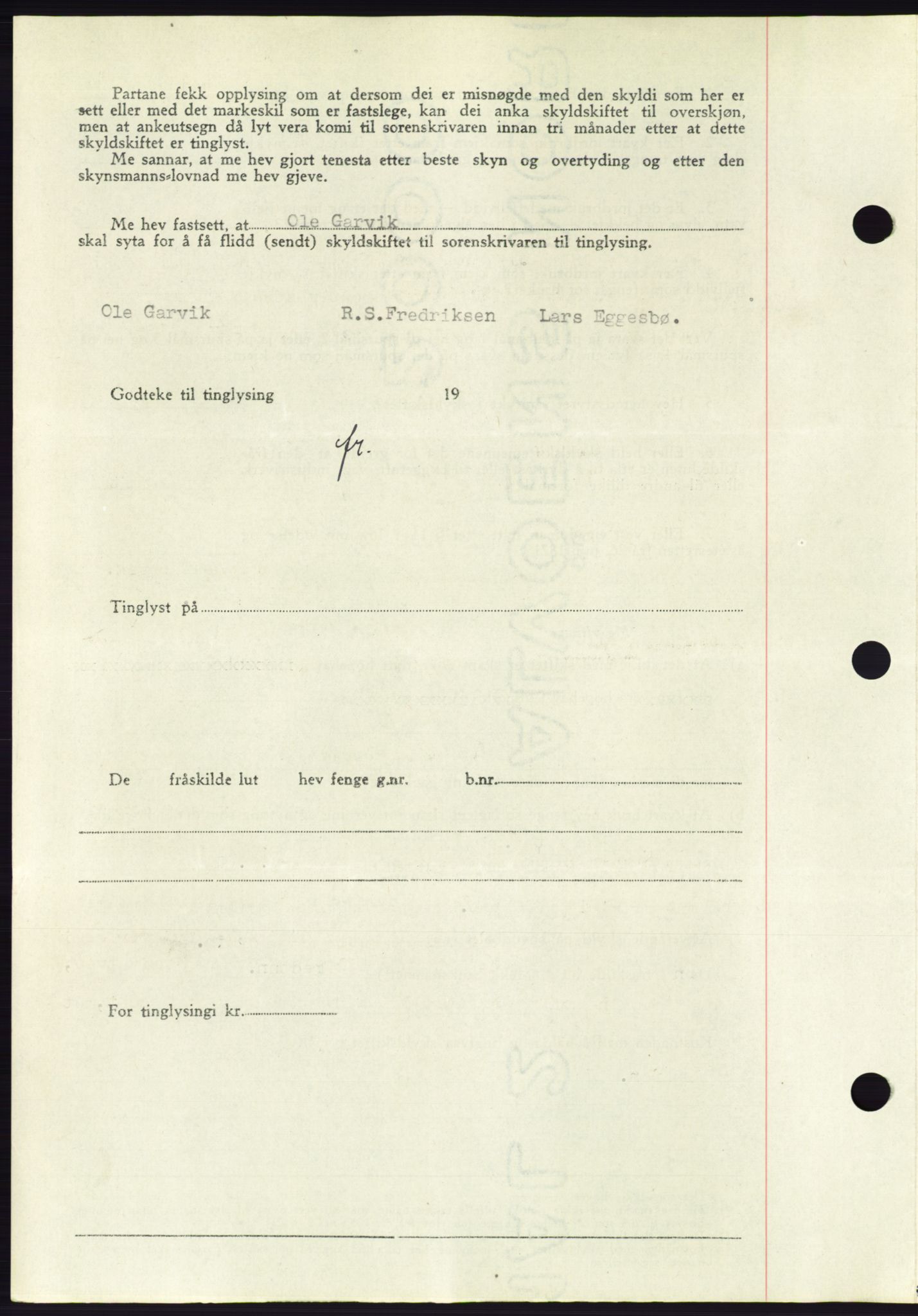 Søre Sunnmøre sorenskriveri, AV/SAT-A-4122/1/2/2C/L0084: Mortgage book no. 10A, 1949-1949, Diary no: : 306/1949