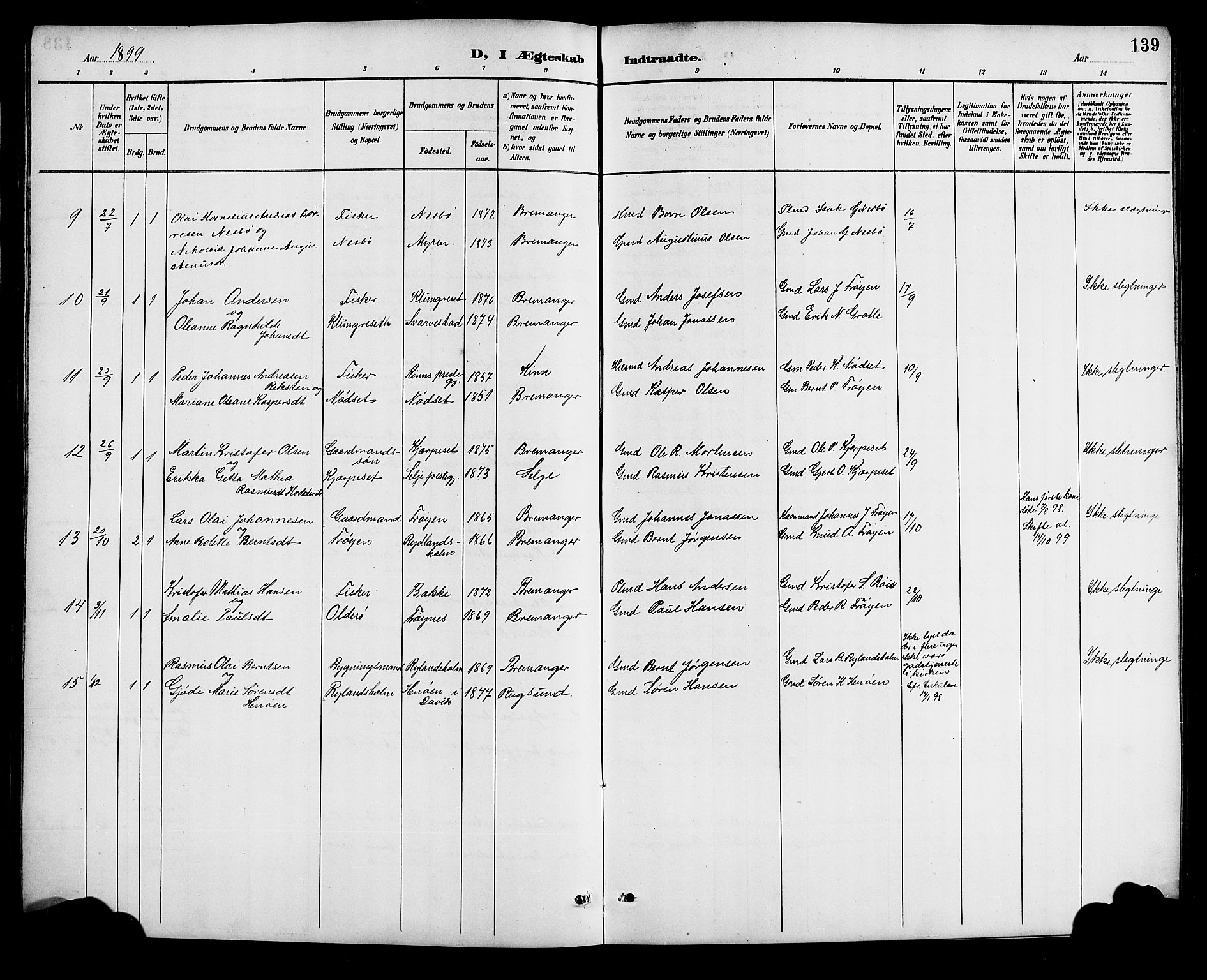 Bremanger sokneprestembete, AV/SAB-A-82201/H/Hab/Haba/L0003: Parish register (copy) no. A 3, 1890-1908, p. 139