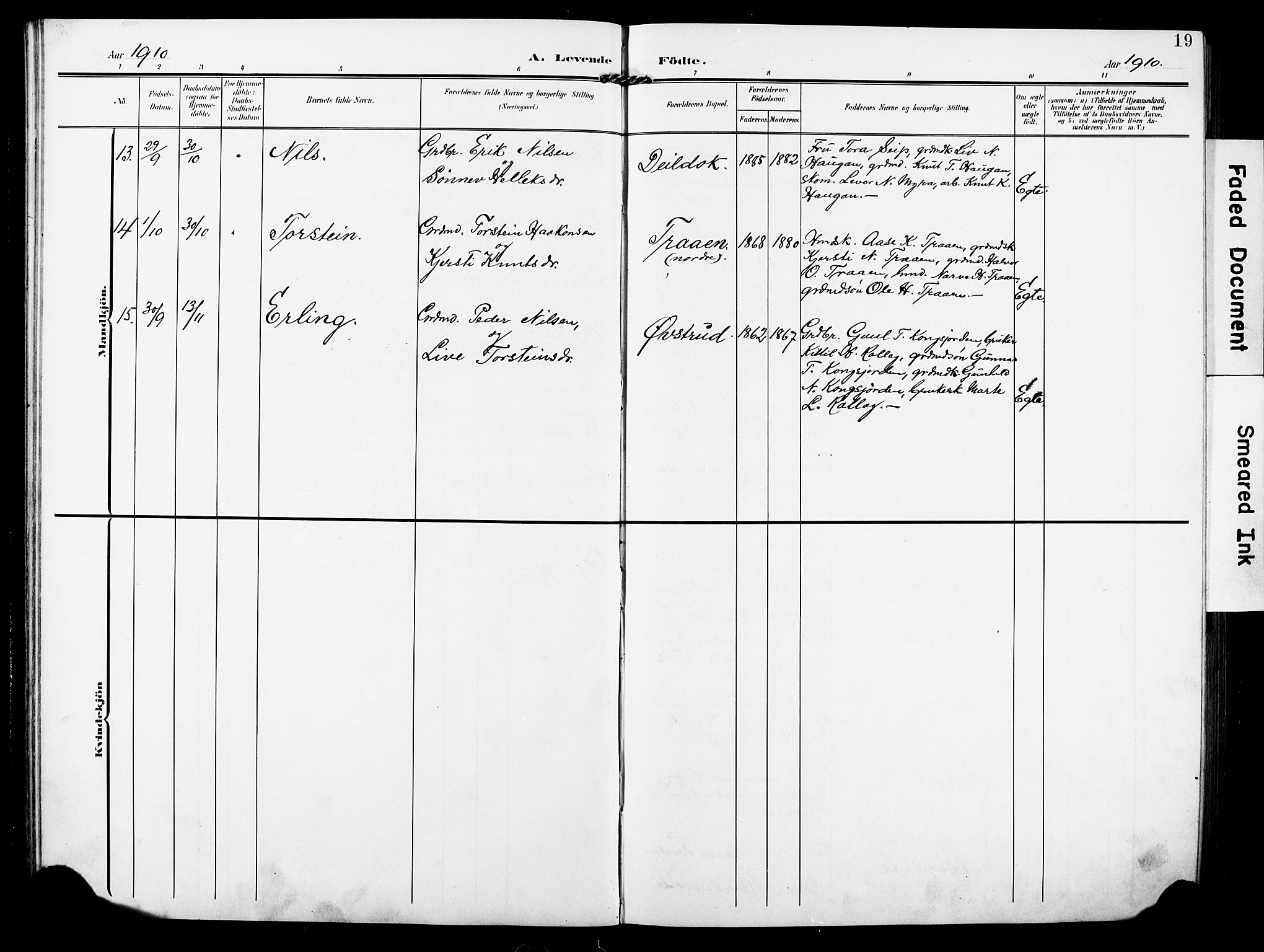 Rollag kirkebøker, SAKO/A-240/G/Ga/L0005: Parish register (copy) no. I 5, 1904-1932, p. 19