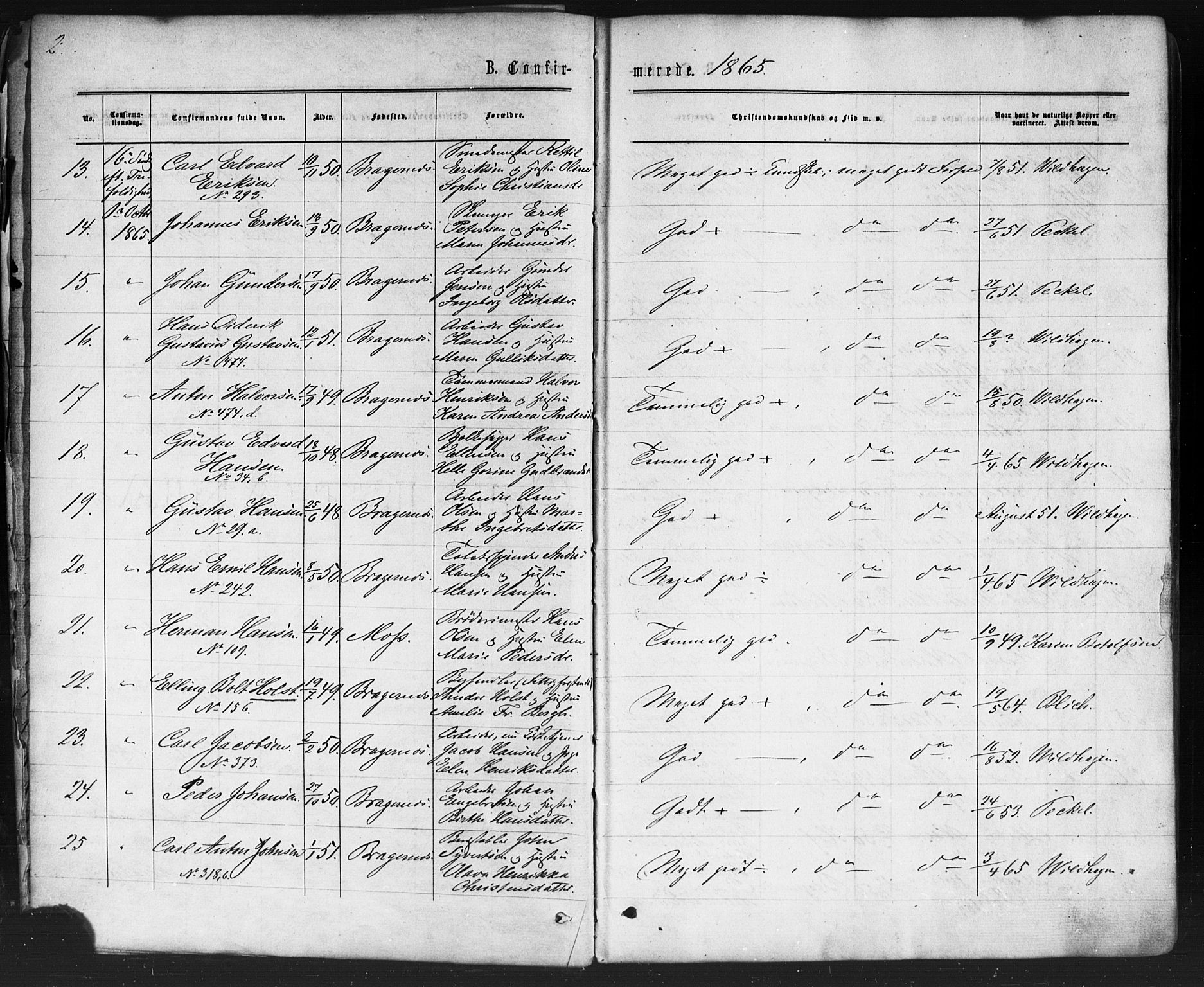 Bragernes kirkebøker, AV/SAKO-A-6/F/Fc/L0003: Parish register (official) no. III 3, 1865-1874, p. 2