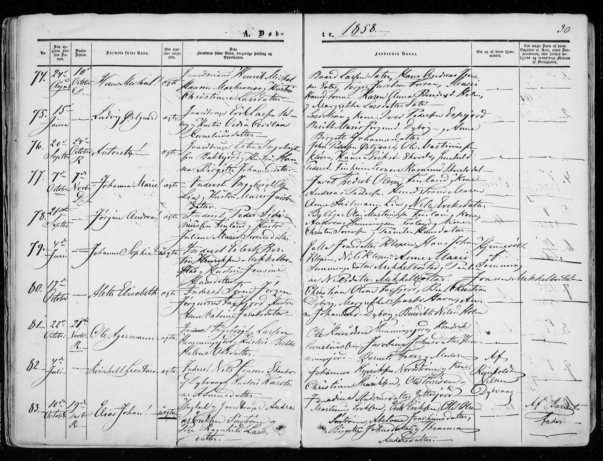 Tranøy sokneprestkontor, SATØ/S-1313/I/Ia/Iaa/L0007kirke: Parish register (official) no. 7, 1856-1866, p. 30