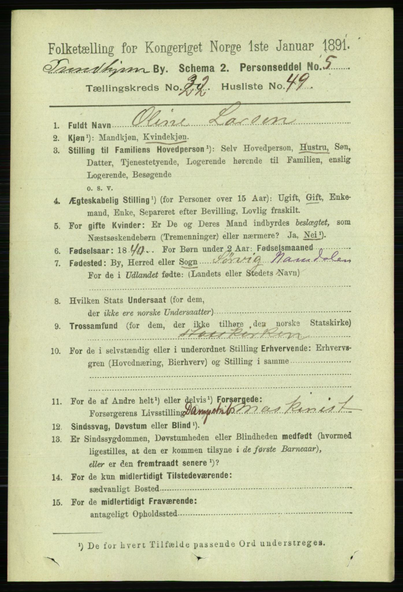 RA, 1891 census for 1601 Trondheim, 1891, p. 17192