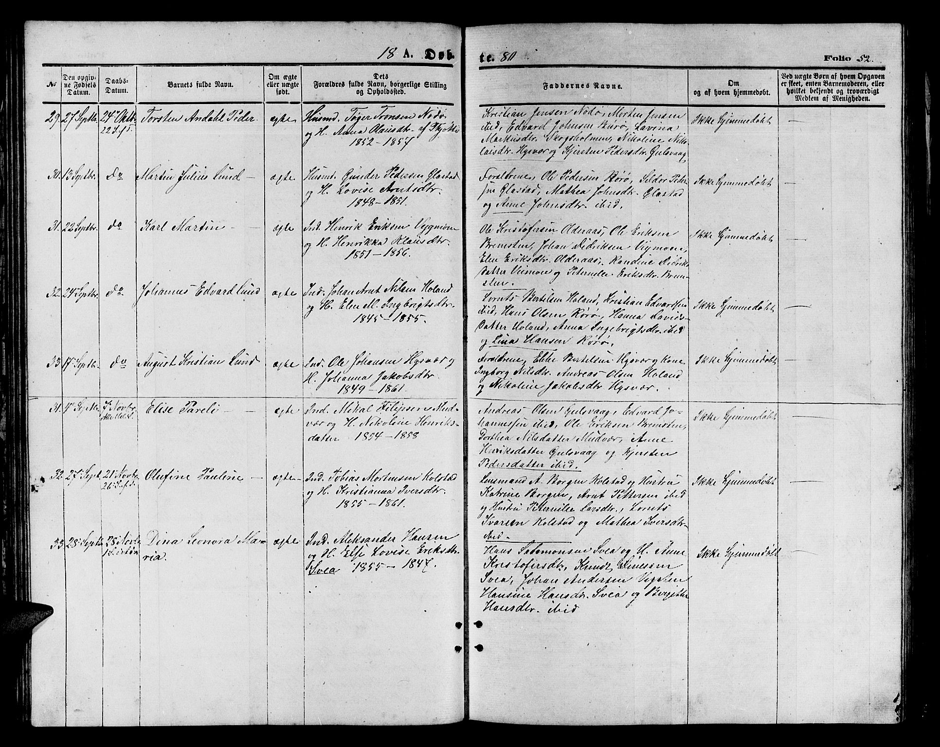 Ministerialprotokoller, klokkerbøker og fødselsregistre - Nordland, AV/SAT-A-1459/816/L0252: Parish register (copy) no. 816C02, 1871-1885, p. 52