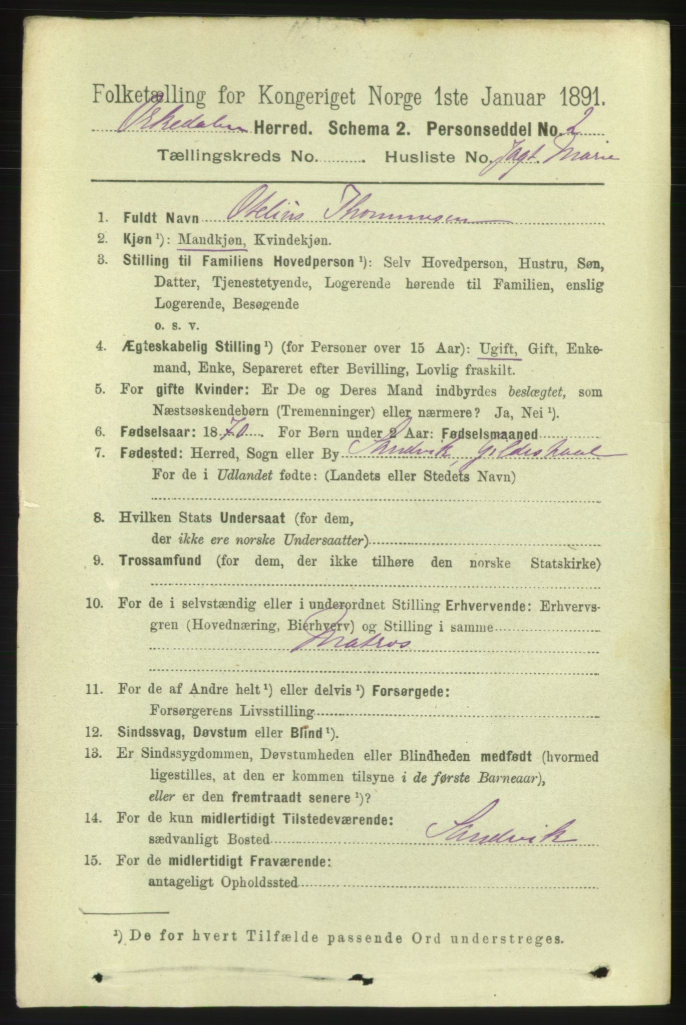 RA, 1891 census for 1638 Orkdal, 1891, p. 7638