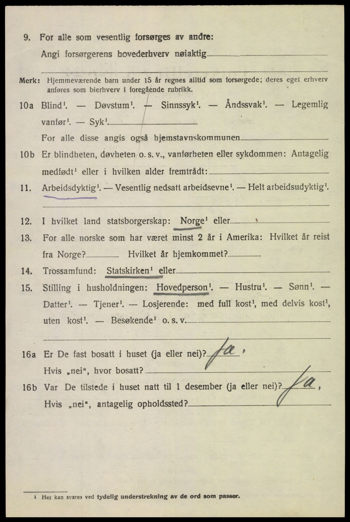 SAK, 1920 census for Fjotland, 1920, p. 961