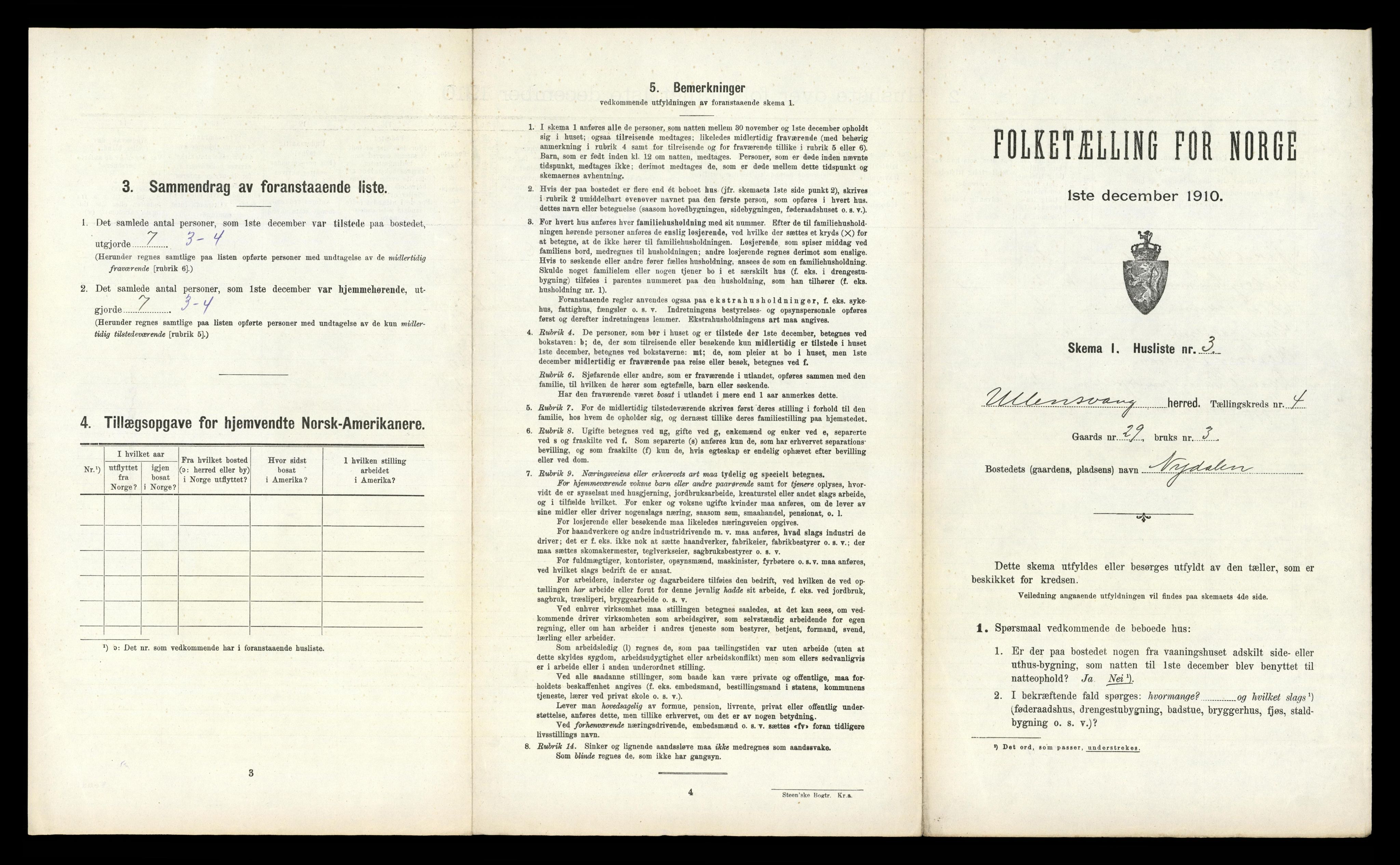 RA, 1910 census for Ullensvang, 1910, p. 377