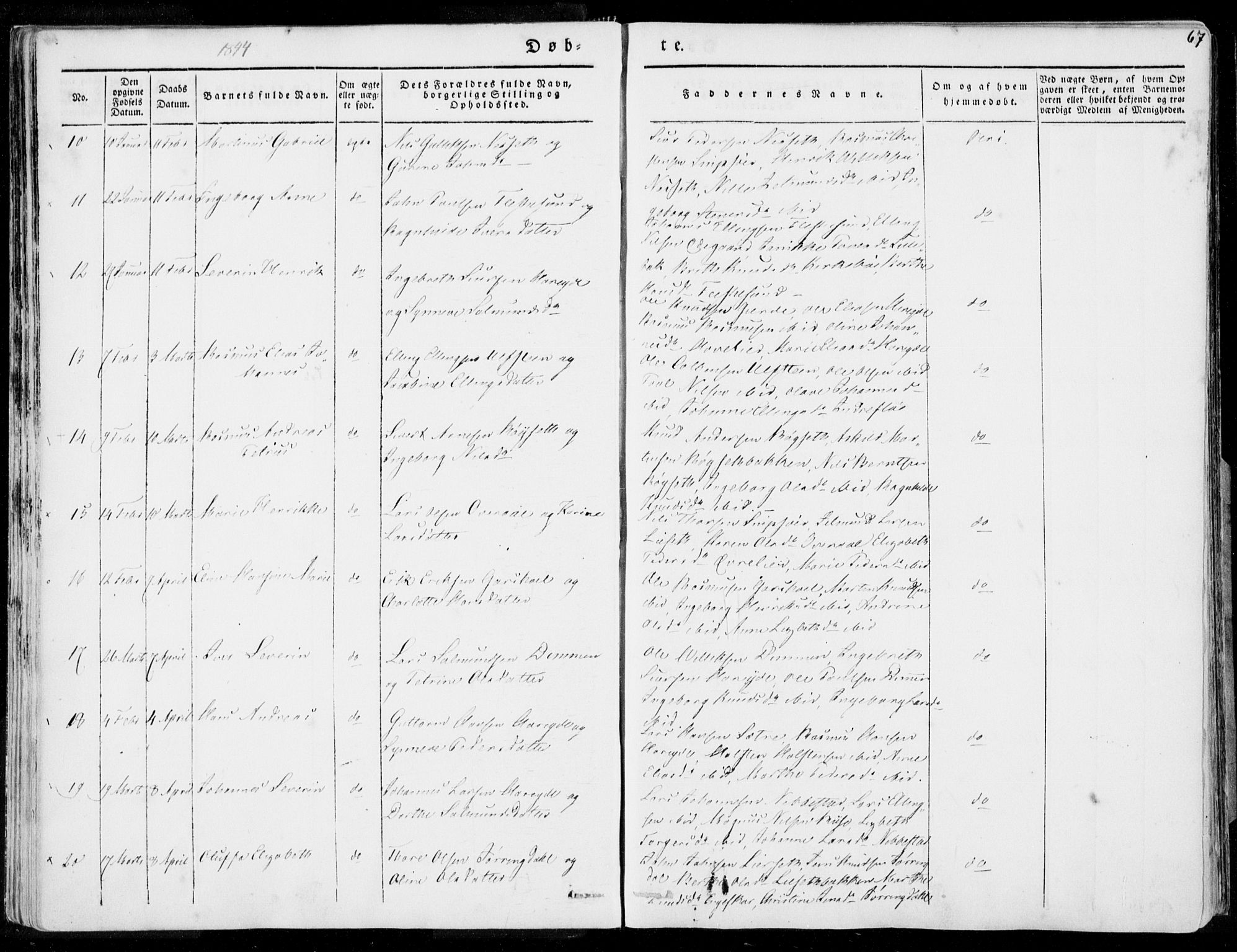 Ministerialprotokoller, klokkerbøker og fødselsregistre - Møre og Romsdal, AV/SAT-A-1454/509/L0104: Parish register (official) no. 509A02, 1833-1847, p. 67