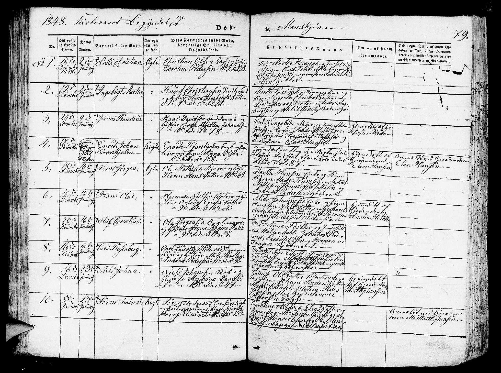 Domkirken sokneprestembete, SAB/A-74801/H/Hab/L0009: Parish register (copy) no. B 2, 1842-1849, p. 79
