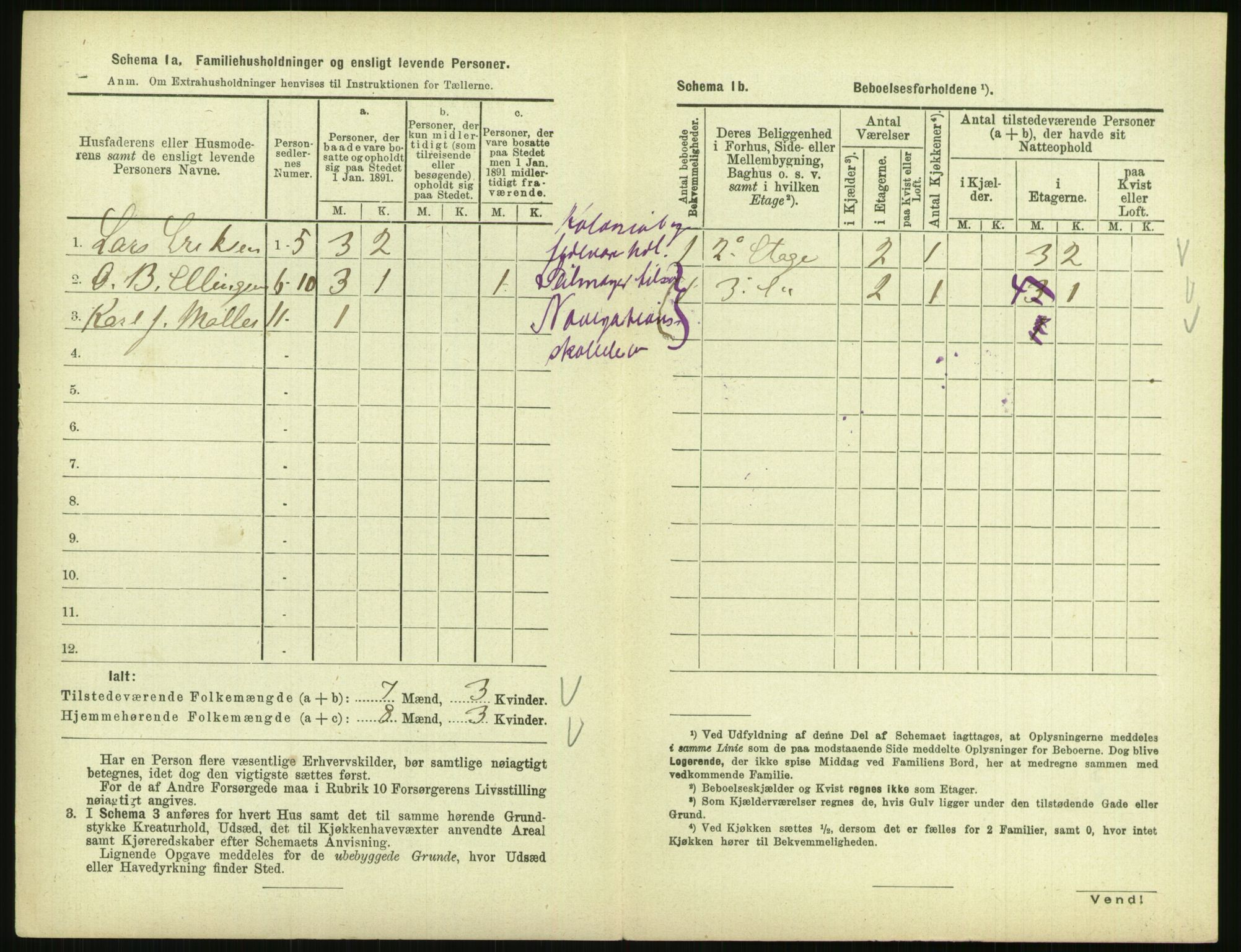 RA, 1891 census for 0903 Arendal, 1891, p. 457