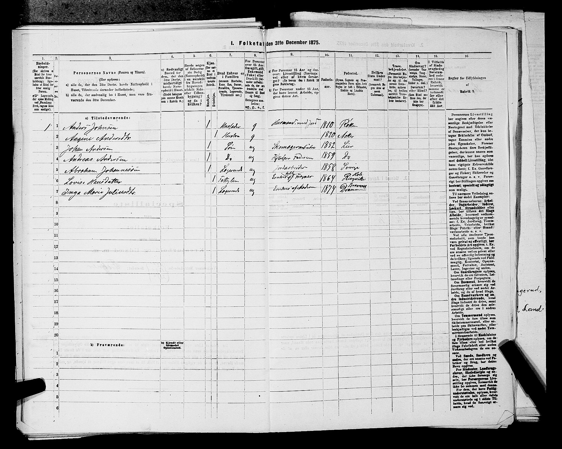 SAKO, 1875 census for 0626P Lier, 1875, p. 687