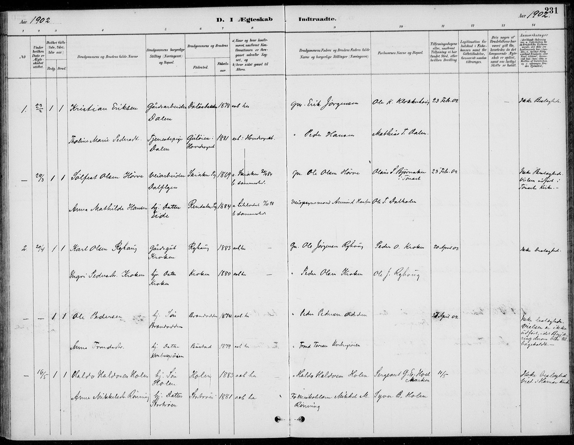Alvdal prestekontor, SAH/PREST-060/H/Ha/Haa/L0003: Parish register (official) no. 3, 1886-1912, p. 231