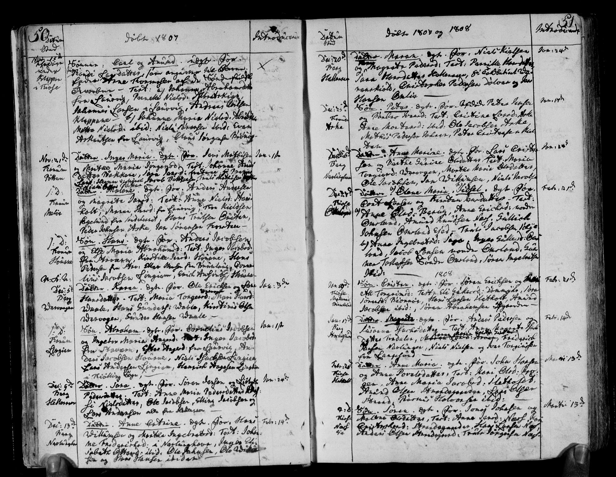 Brunlanes kirkebøker, SAKO/A-342/F/Fa/L0002: Parish register (official) no. I 2, 1802-1834, p. 50-51
