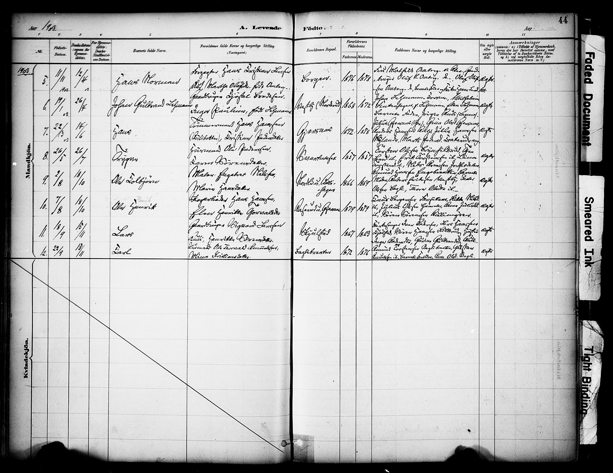 Sør-Odal prestekontor, AV/SAH-PREST-030/H/Ha/Haa/L0009: Parish register (official) no. 9, 1886-1926, p. 44