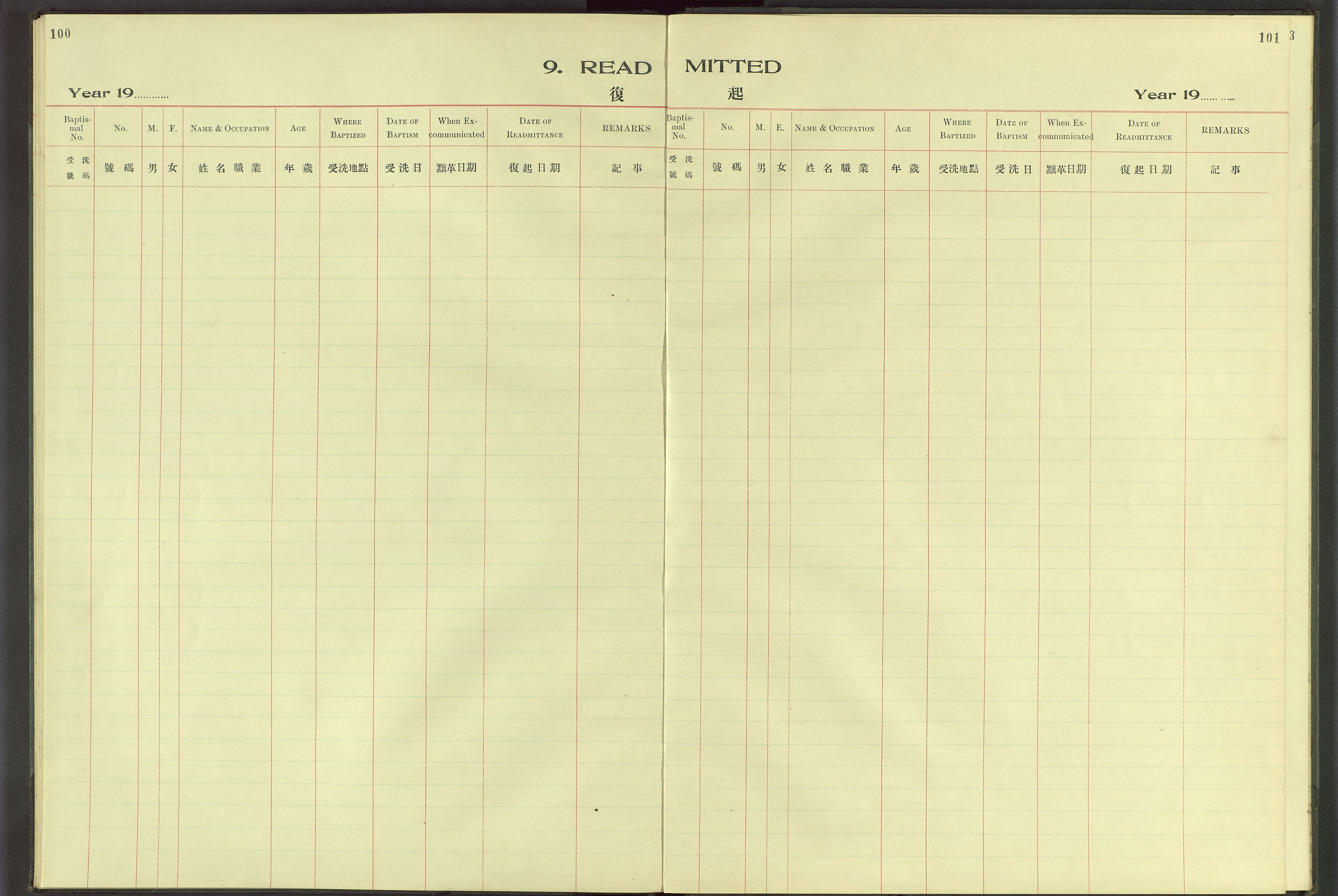 Det Norske Misjonsselskap - utland - Kina (Hunan), VID/MA-A-1065/Dm/L0065: Parish register (official) no. 103, 1912-1938, p. 100-101