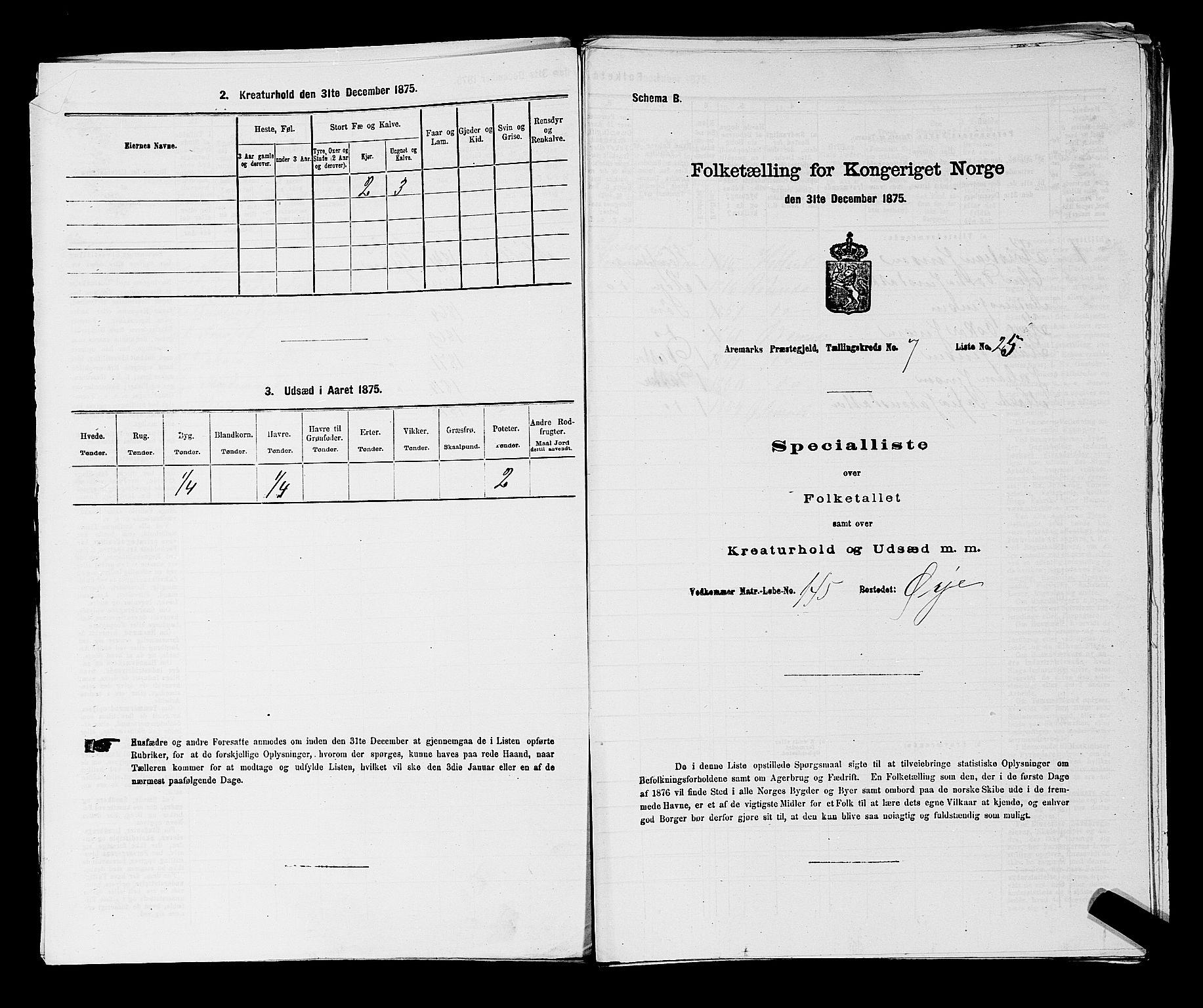 RA, 1875 census for 0118P Aremark, 1875, p. 1032