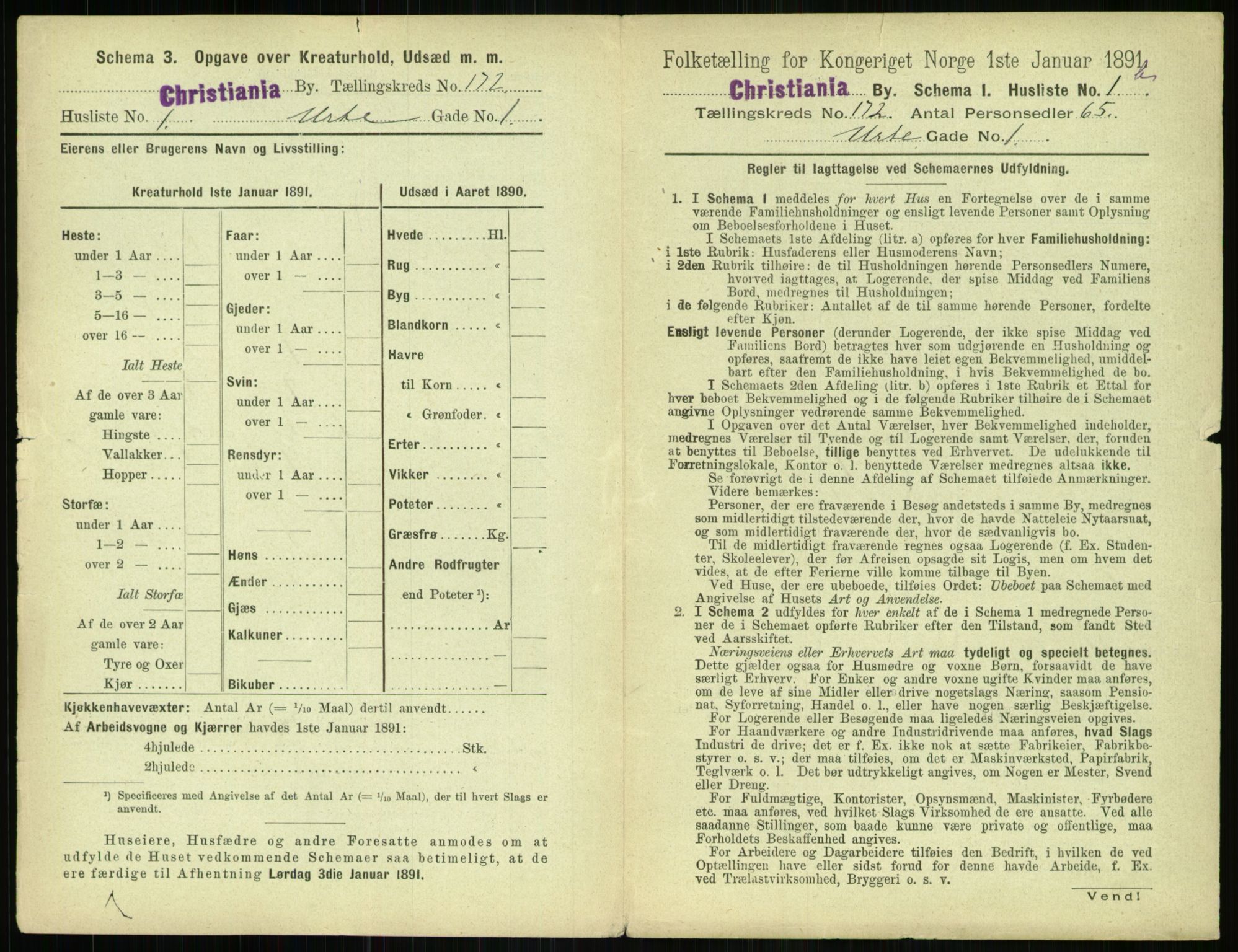 RA, 1891 census for 0301 Kristiania, 1891, p. 101605