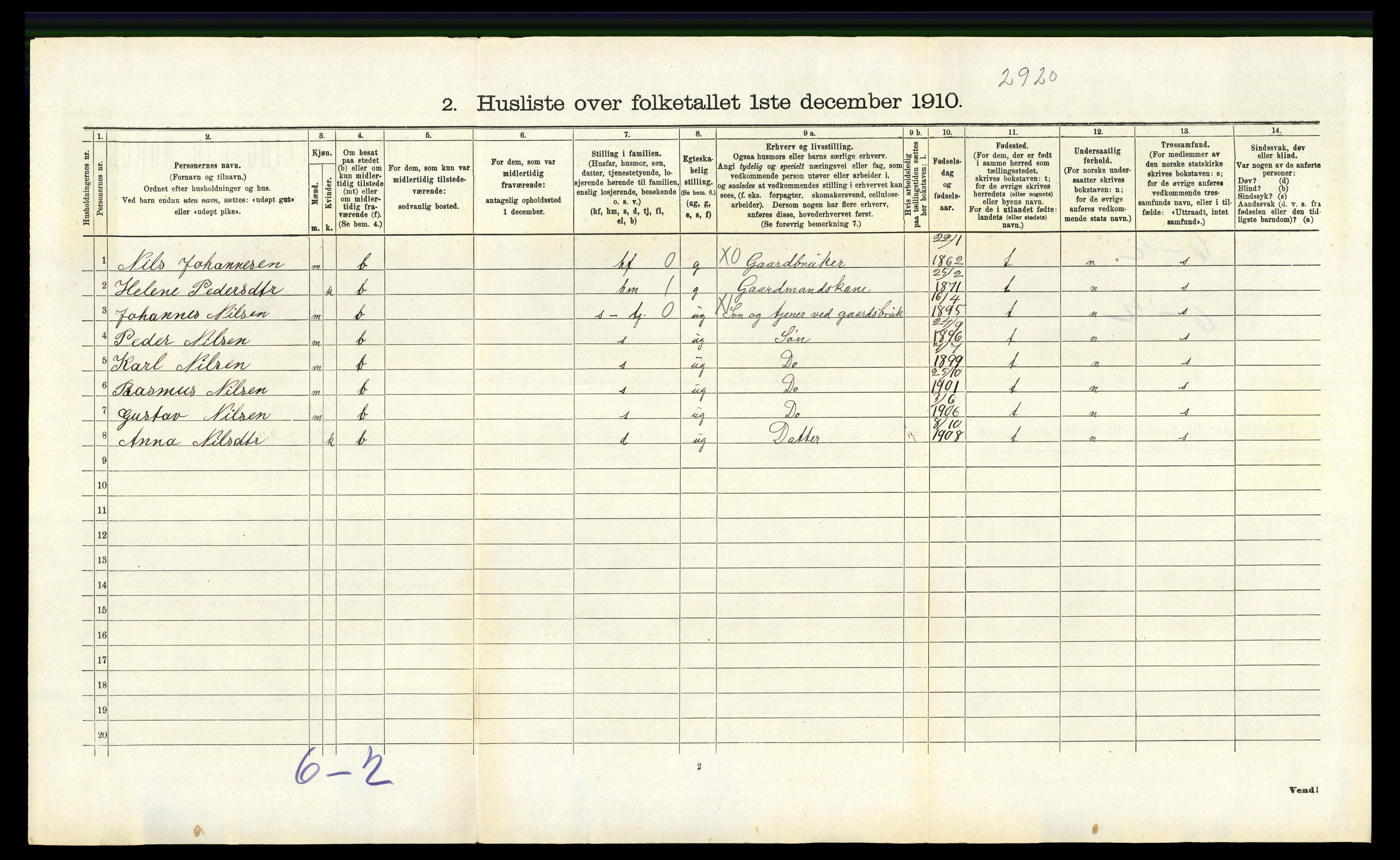 RA, 1910 census for Manger, 1910, p. 496