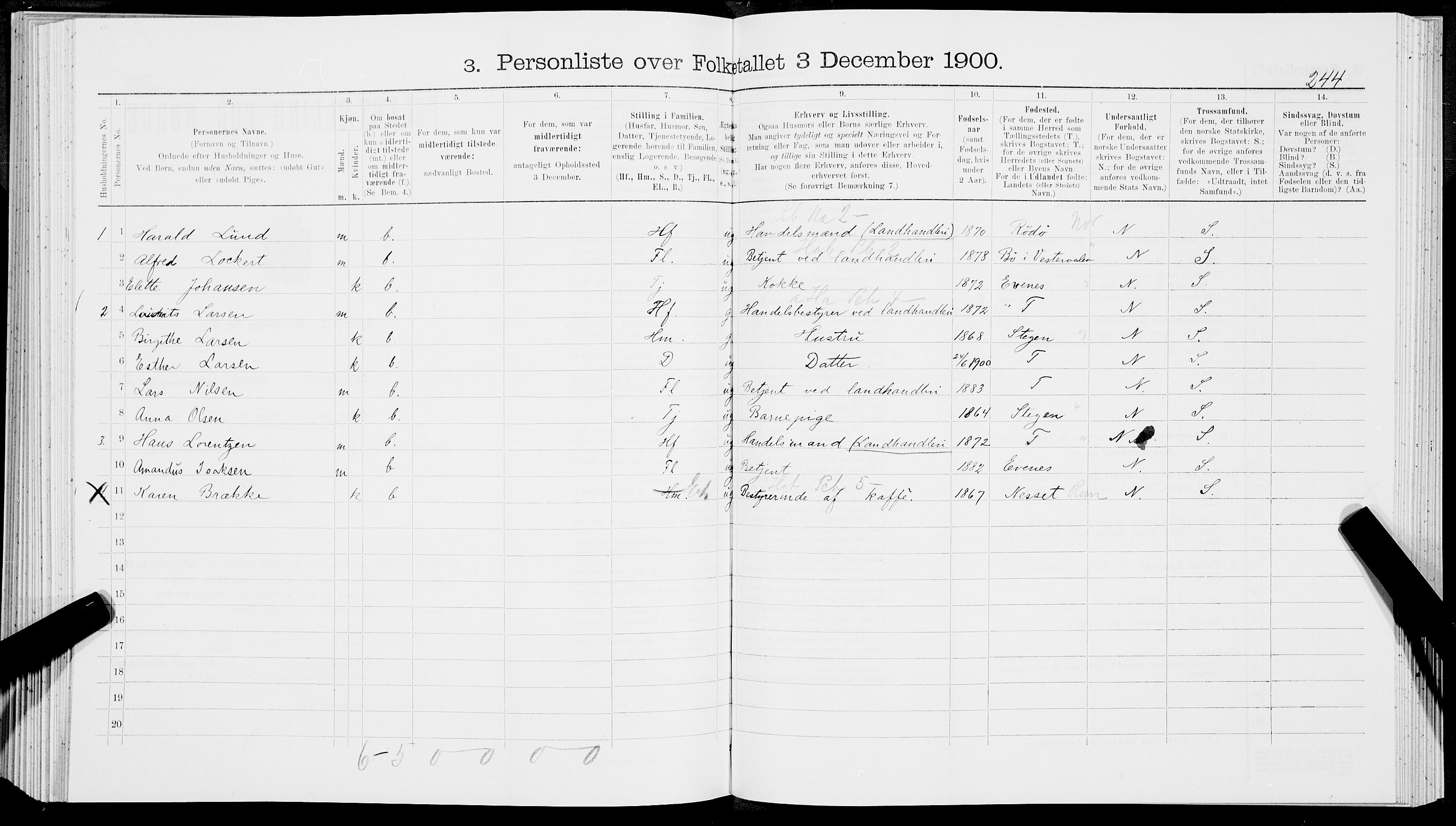 SAT, 1900 census for Ankenes, 1900, p. 530