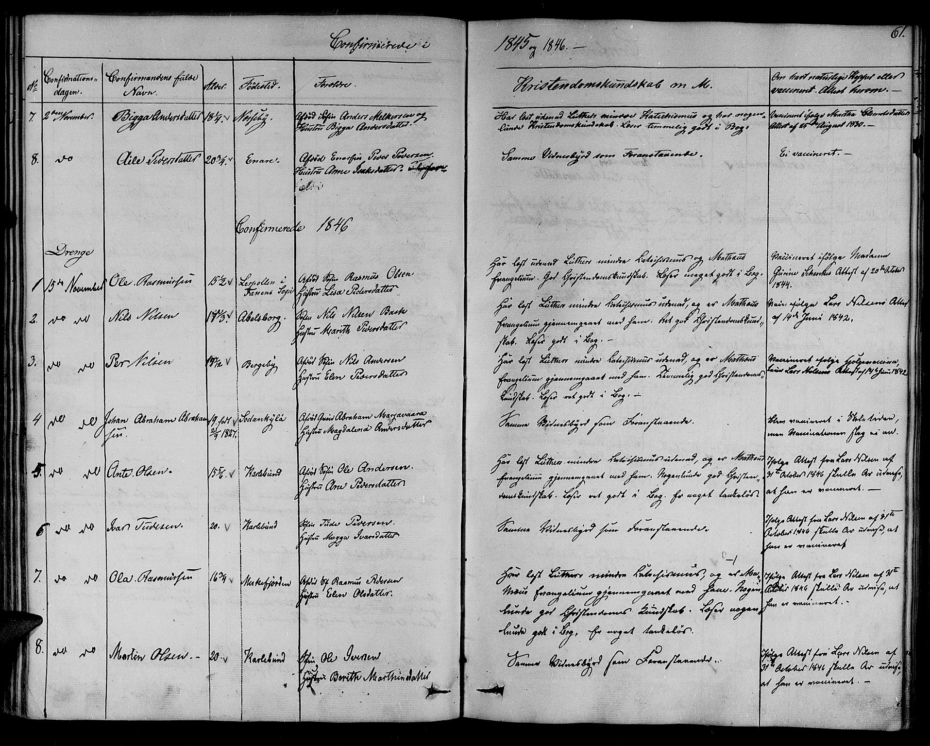 Nesseby sokneprestkontor, SATØ/S-1330/H/Ha/L0001kirke: Parish register (official) no. 1, 1838-1855, p. 61