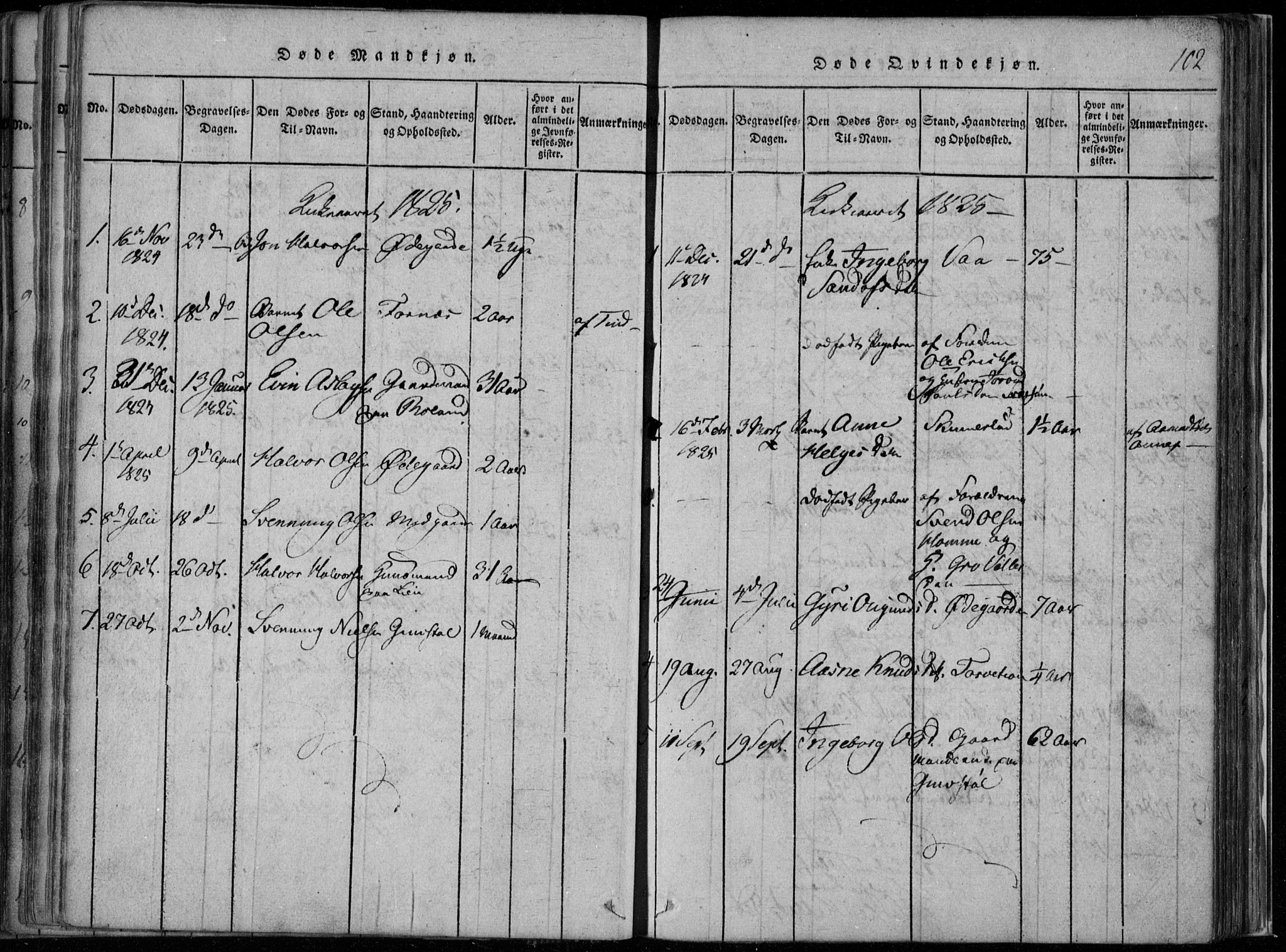 Rauland kirkebøker, SAKO/A-292/F/Fa/L0001: Parish register (official) no. 1, 1814-1859, p. 102