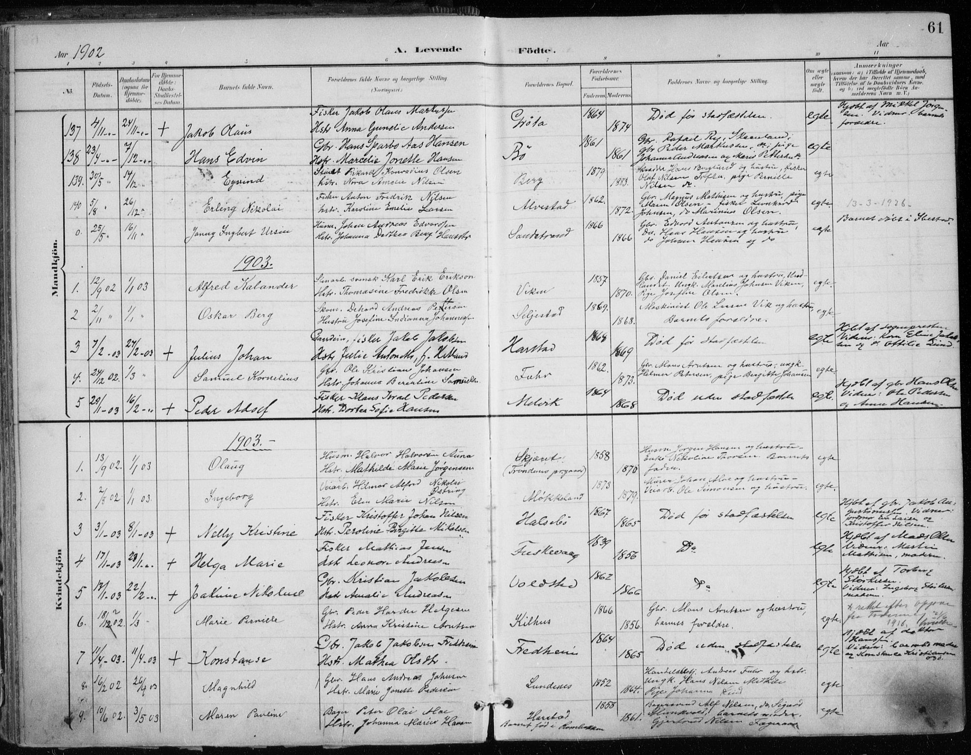 Trondenes sokneprestkontor, SATØ/S-1319/H/Ha/L0017kirke: Parish register (official) no. 17, 1899-1908, p. 61
