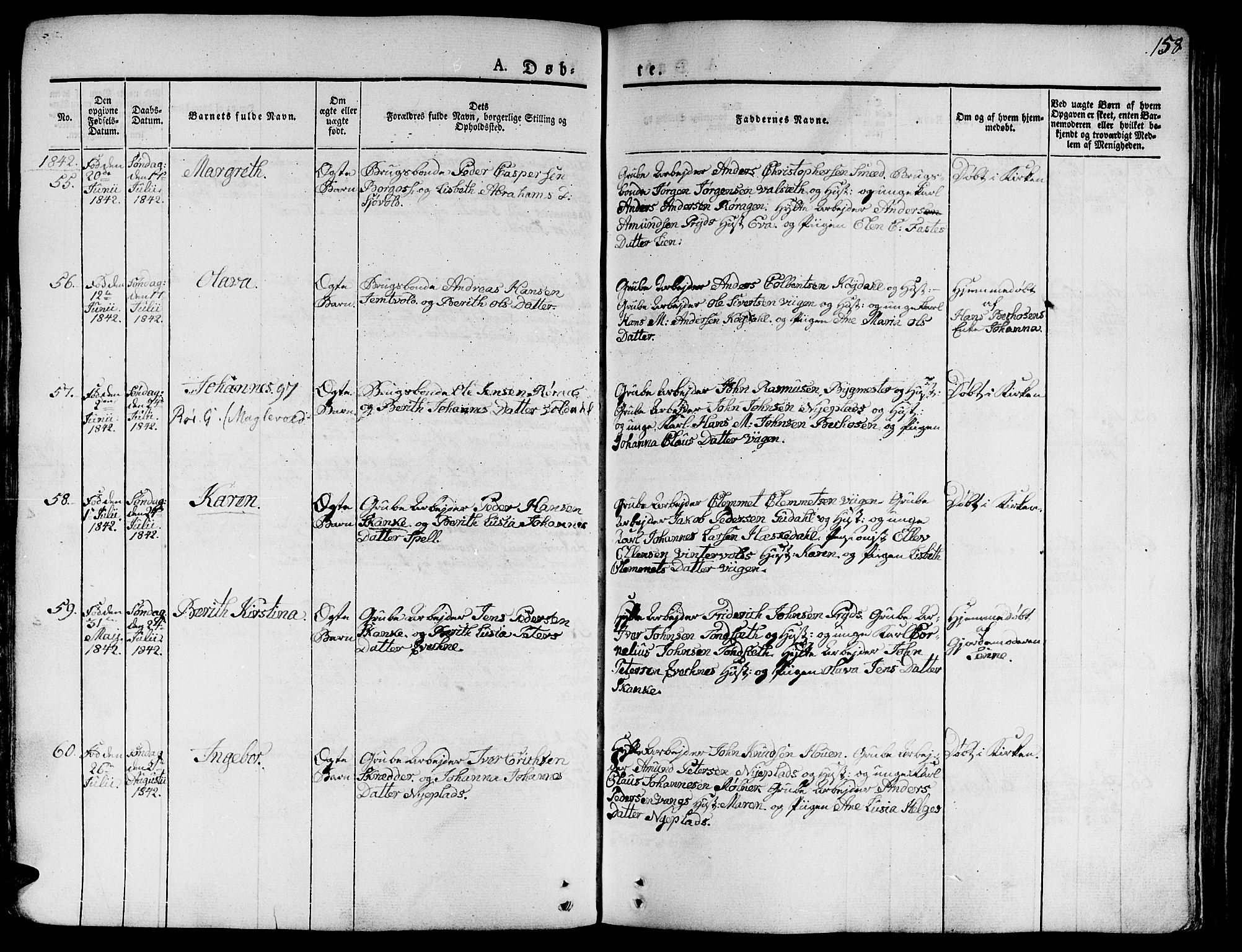 Ministerialprotokoller, klokkerbøker og fødselsregistre - Sør-Trøndelag, AV/SAT-A-1456/681/L0930: Parish register (official) no. 681A08, 1829-1844, p. 158