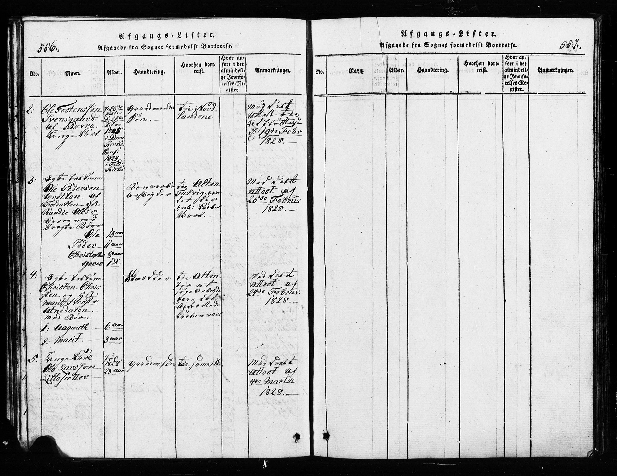 Lesja prestekontor, SAH/PREST-068/H/Ha/Hab/L0001: Parish register (copy) no. 1, 1820-1831, p. 556-557