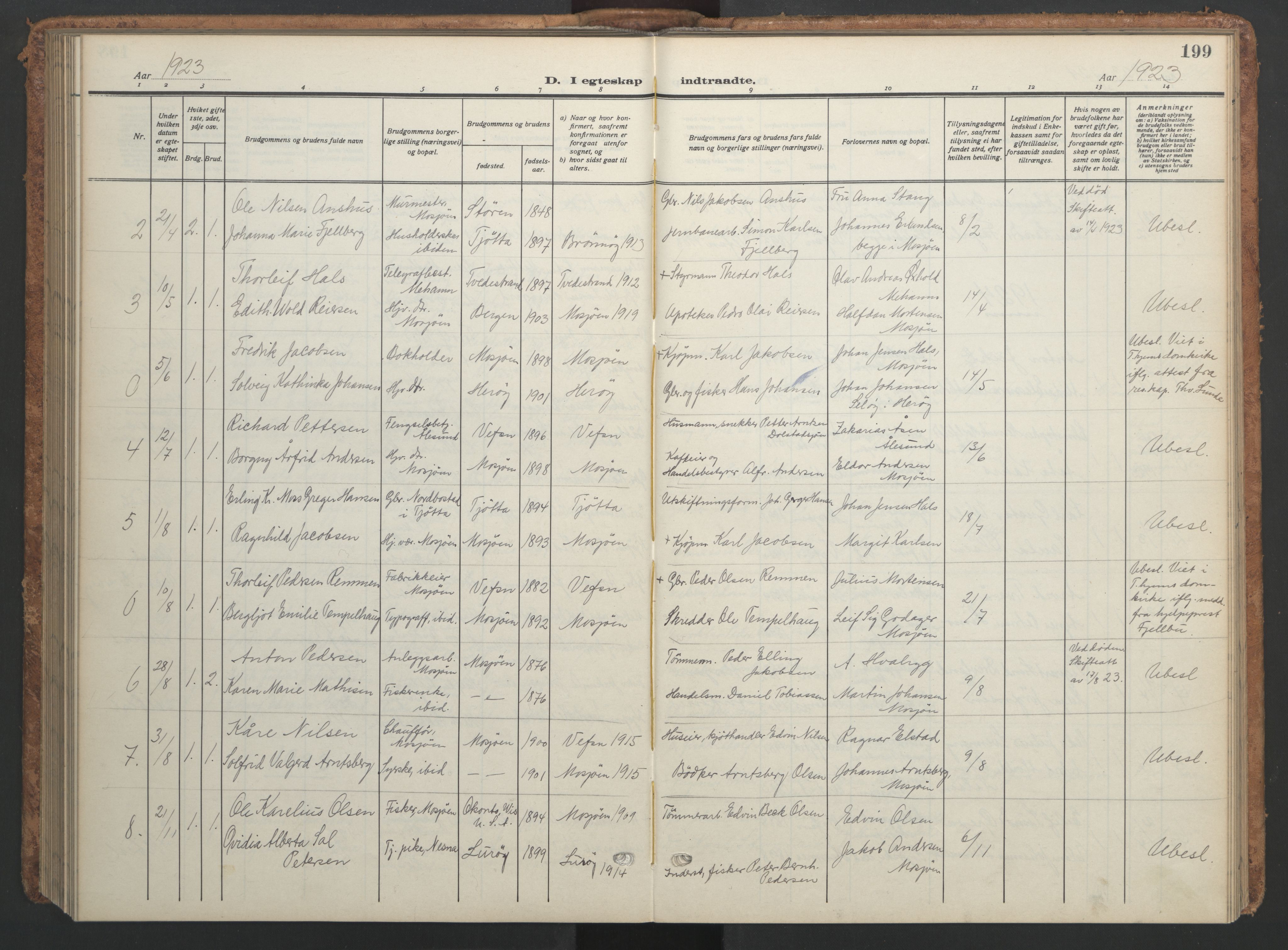 Ministerialprotokoller, klokkerbøker og fødselsregistre - Nordland, AV/SAT-A-1459/820/L0303: Parish register (copy) no. 820C05, 1917-1952, p. 199