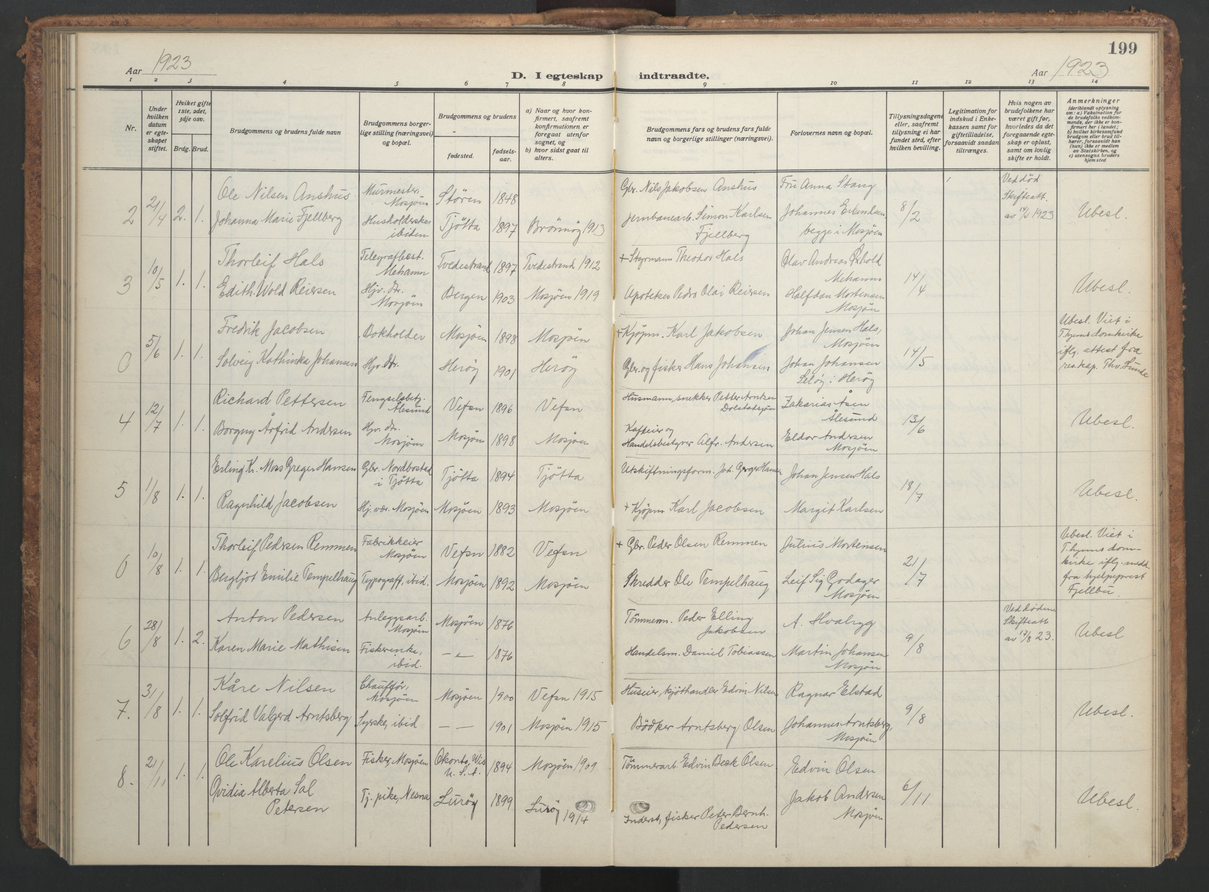 Ministerialprotokoller, klokkerbøker og fødselsregistre - Nordland, SAT/A-1459/820/L0303: Parish register (copy) no. 820C05, 1917-1952, p. 199