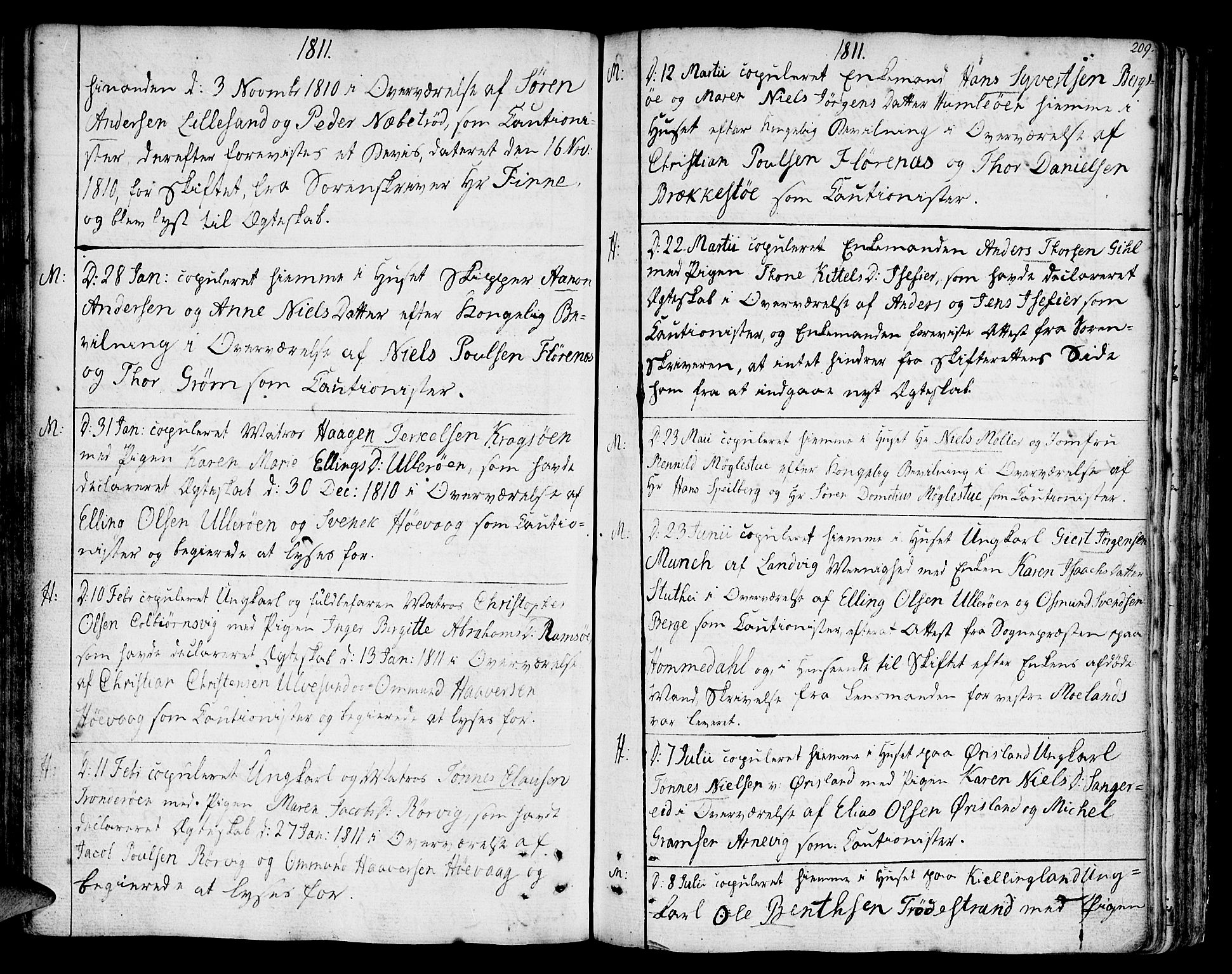 Vestre Moland sokneprestkontor, SAK/1111-0046/F/Fa/Fab/L0002: Parish register (official) no. A 2, 1760-1816, p. 209