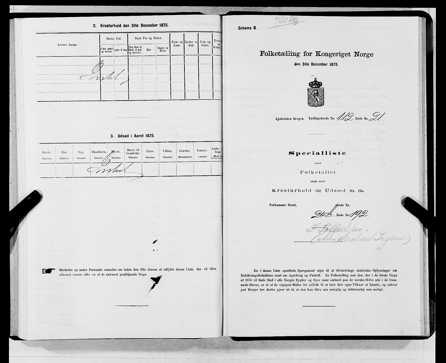 SAB, 1875 census for 1301 Bergen, 1875, p. 6117