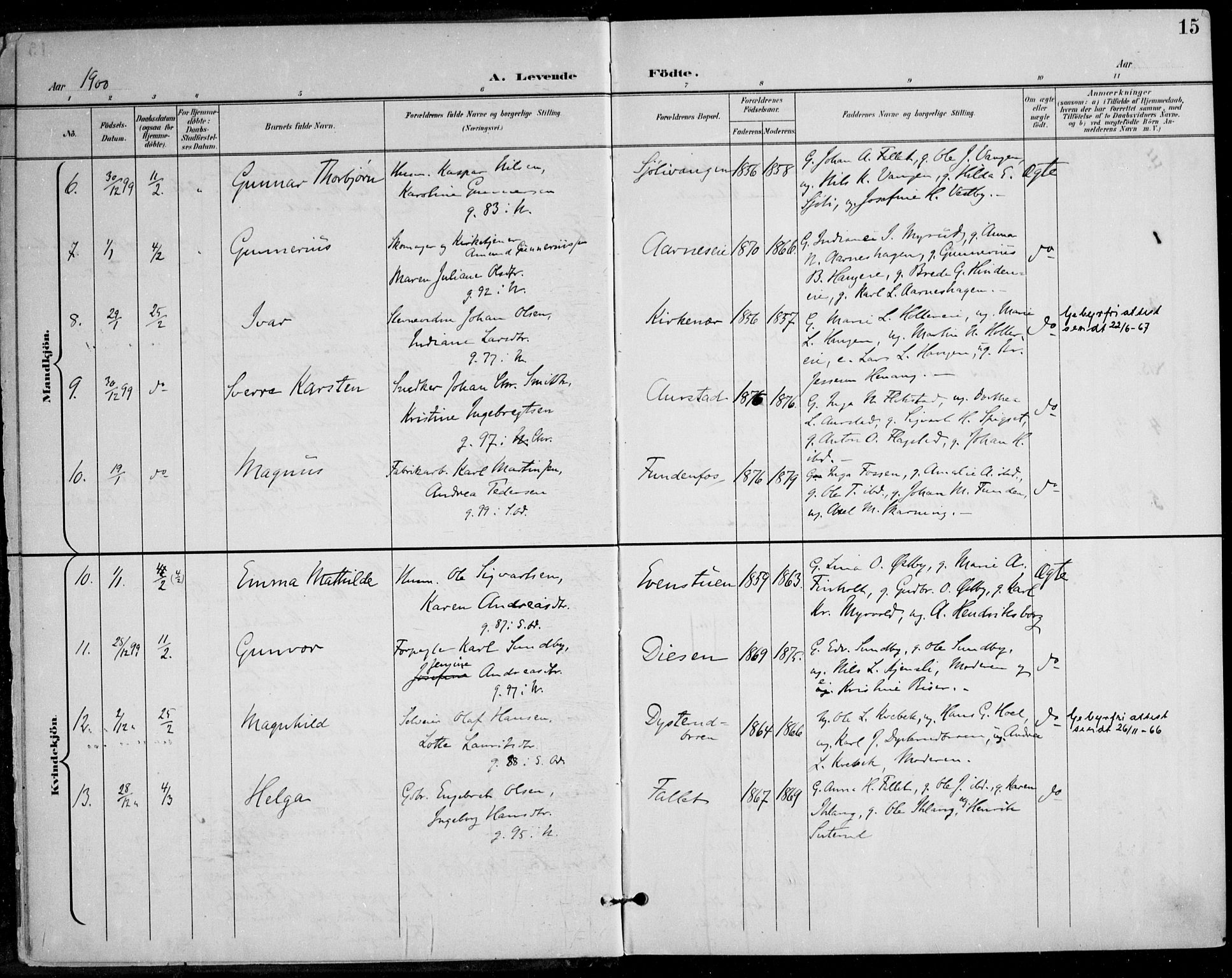 Nes prestekontor Kirkebøker, AV/SAO-A-10410/F/Fa/L0011: Parish register (official) no. I 11, 1899-1918, p. 15