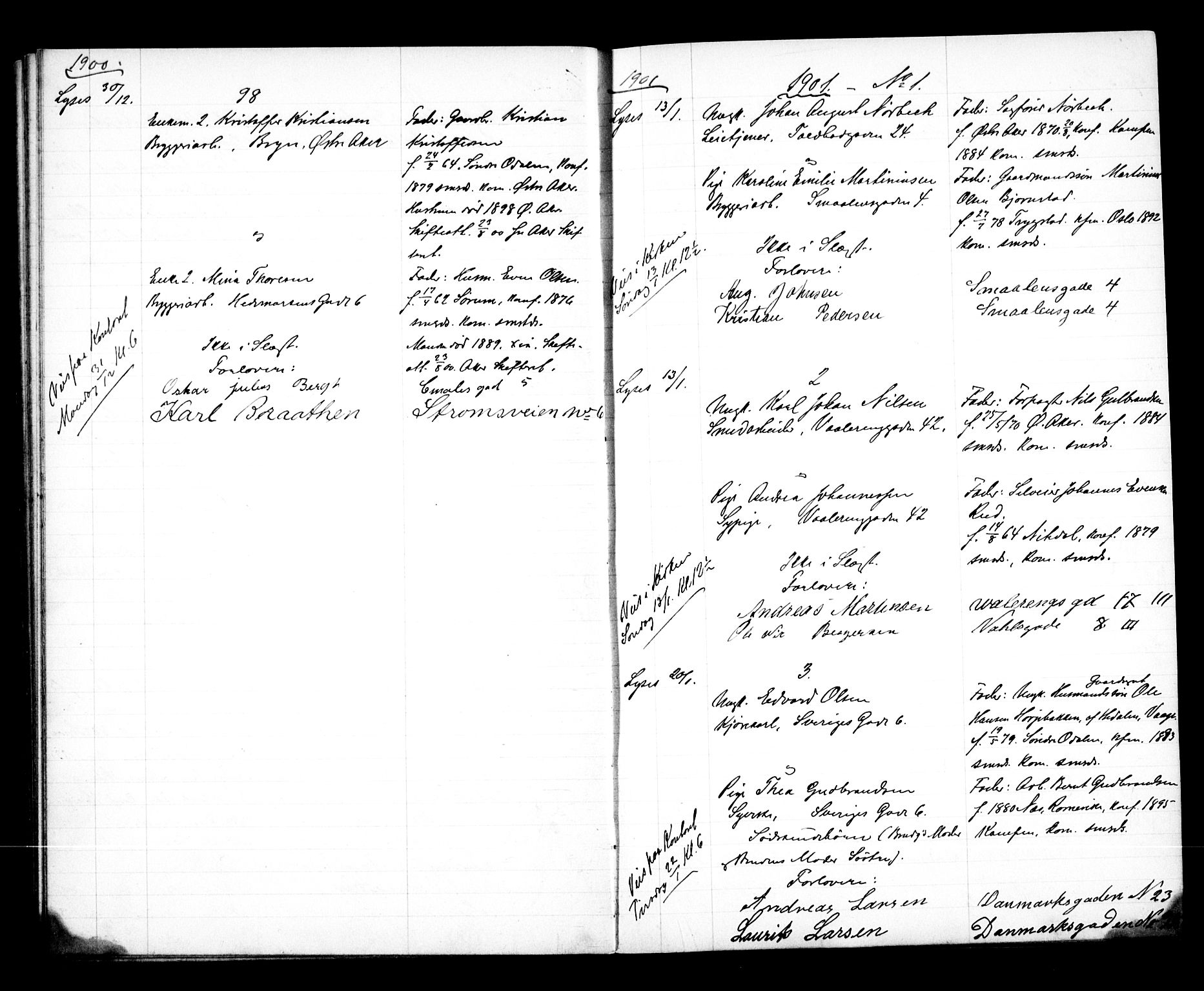 Vålerengen prestekontor Kirkebøker, SAO/A-10878/H/Ha/L0001: Banns register no. 1, 1899-1910