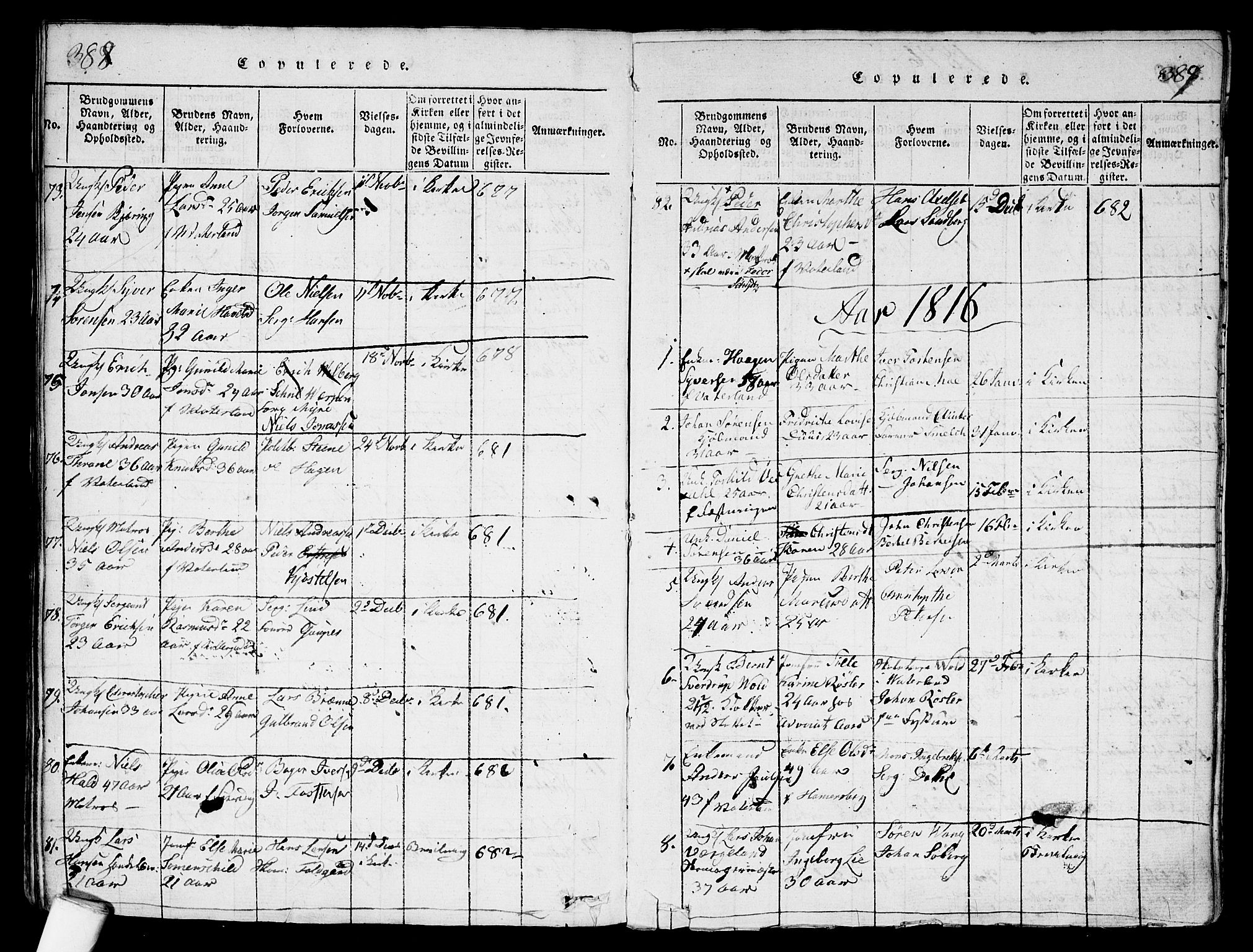Garnisonsmenigheten Kirkebøker, SAO/A-10846/G/Ga/L0003: Parish register (copy) no. 3, 1815-1819, p. 388-389