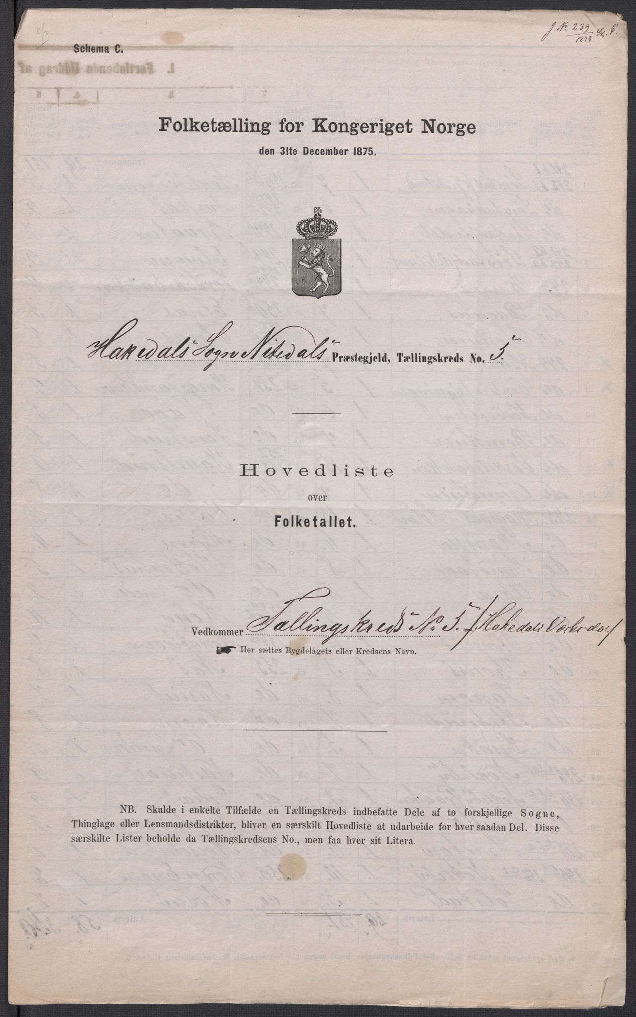 RA, 1875 census for 0233P Nittedal, 1875, p. 22