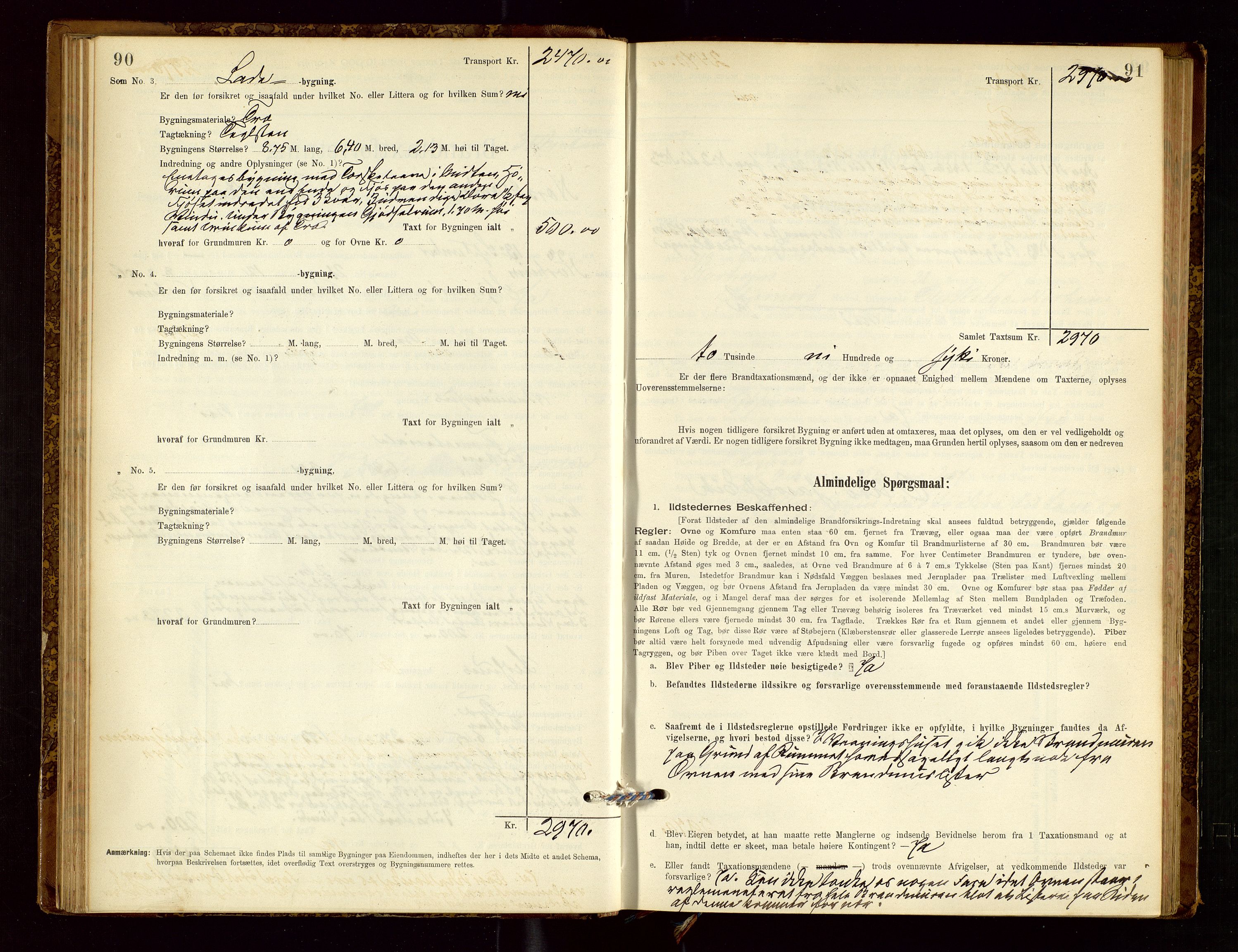 Nedstrand lensmannskontor, SAST/A-100236/Gob/L0001: "Brandtaxationsprotokol for Nerstrand Lensmandsdistrikt Ryfylke fogderi", 1895-1915, p. 90-91