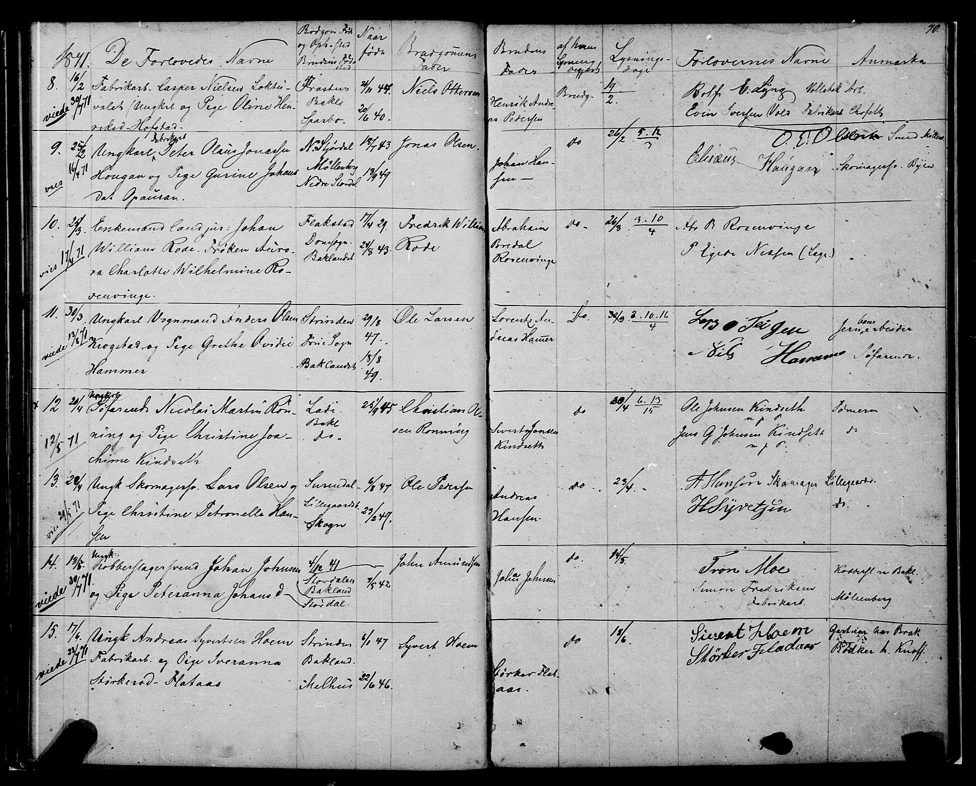 Ministerialprotokoller, klokkerbøker og fødselsregistre - Sør-Trøndelag, AV/SAT-A-1456/604/L0187: Parish register (official) no. 604A08, 1847-1878, p. 70