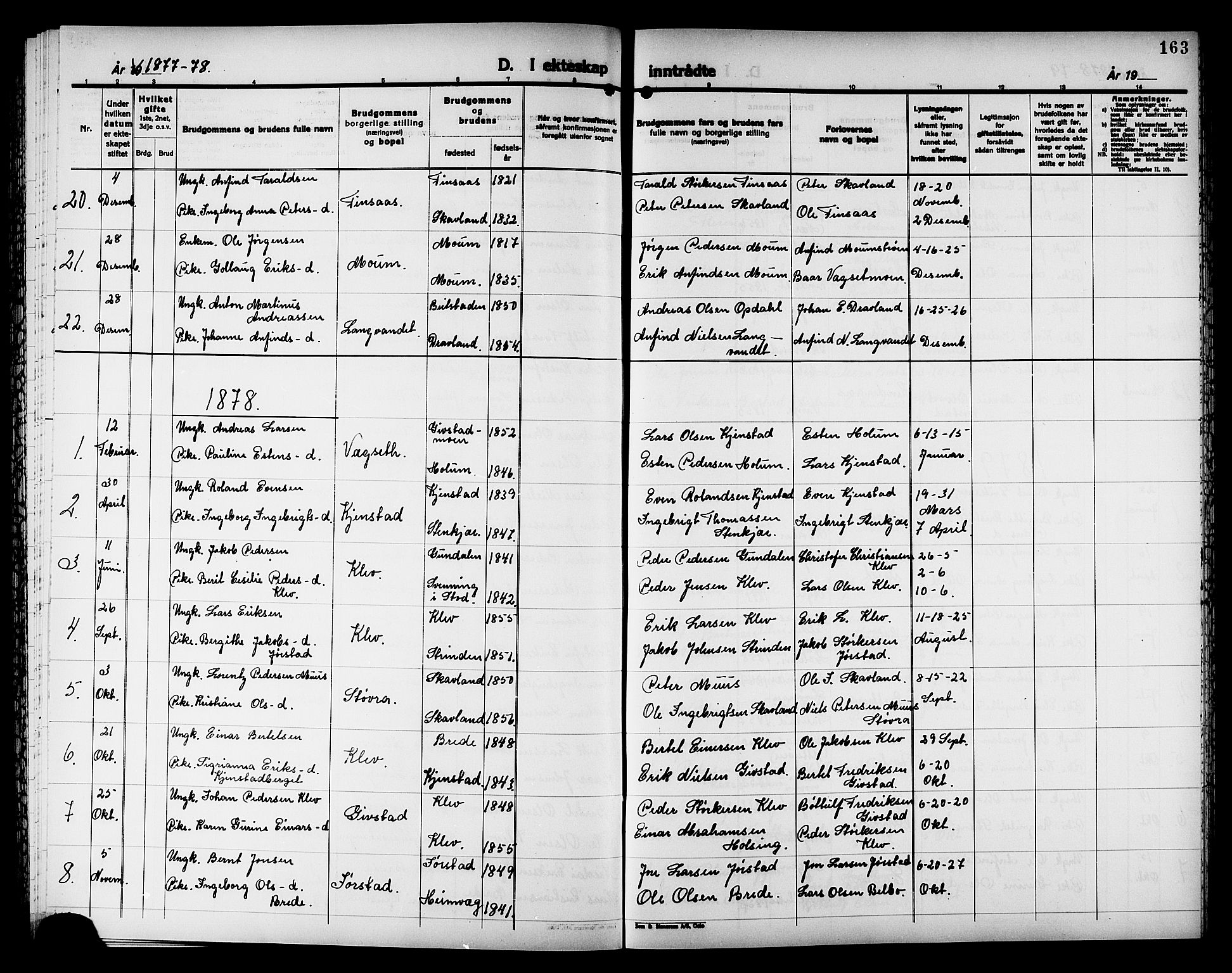 Ministerialprotokoller, klokkerbøker og fødselsregistre - Nord-Trøndelag, AV/SAT-A-1458/749/L0486: Parish register (official) no. 749D02, 1873-1887, p. 163