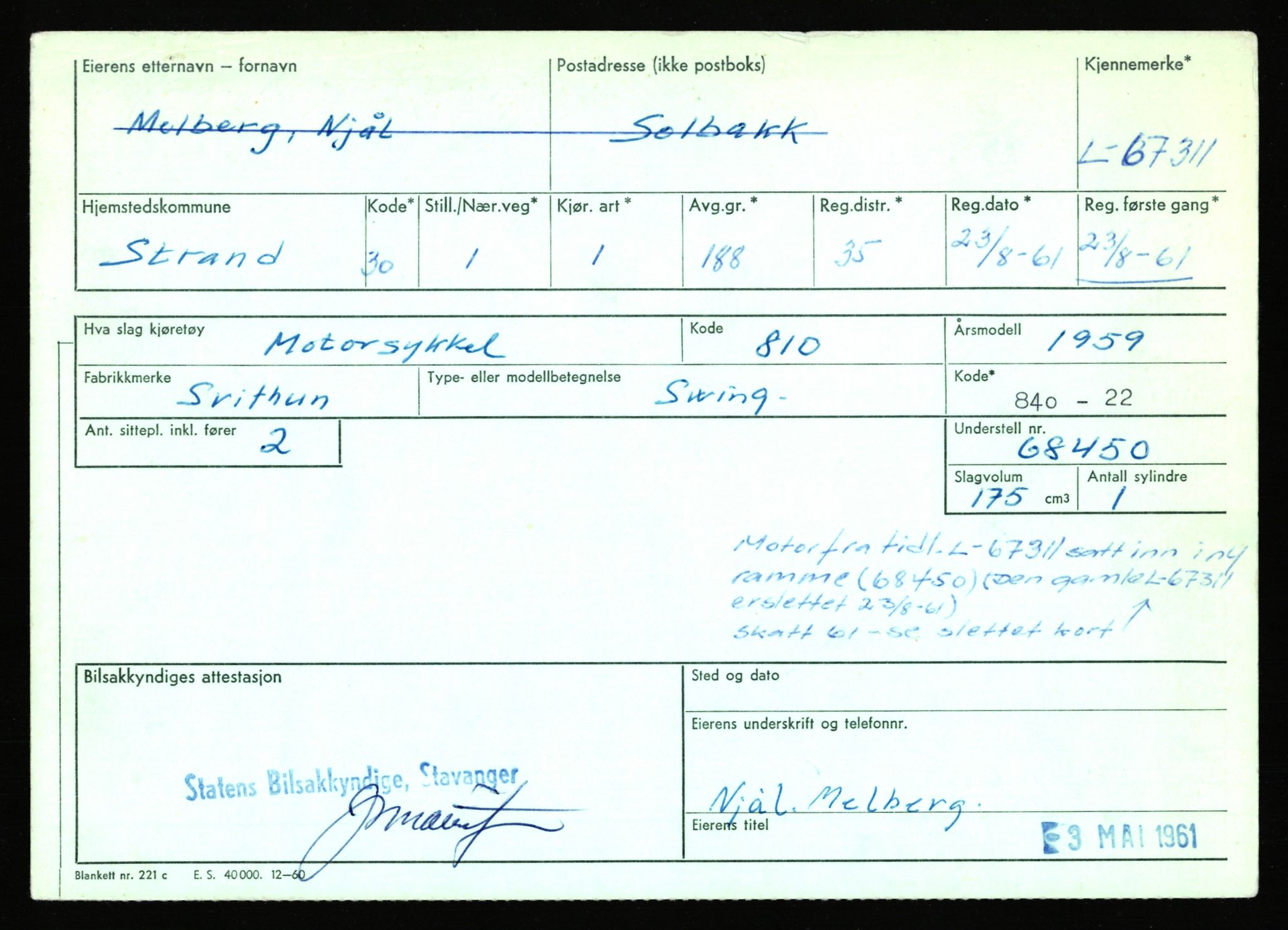 Stavanger trafikkstasjon, AV/SAST-A-101942/0/F/L0065: L-65400 - L-67649, 1930-1971, p. 1067